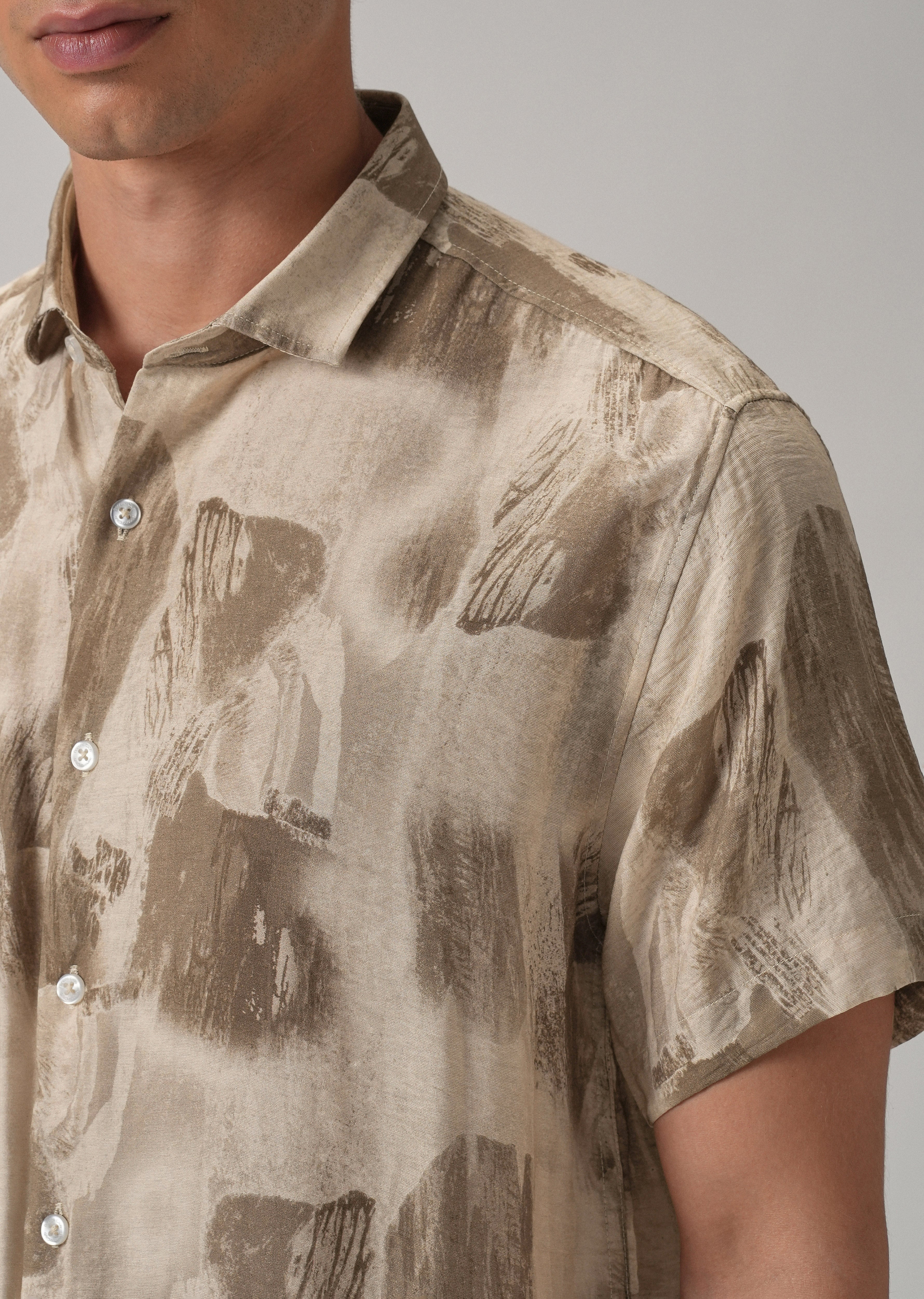 Brown Soft Stroke Printed Shirt - Image 5