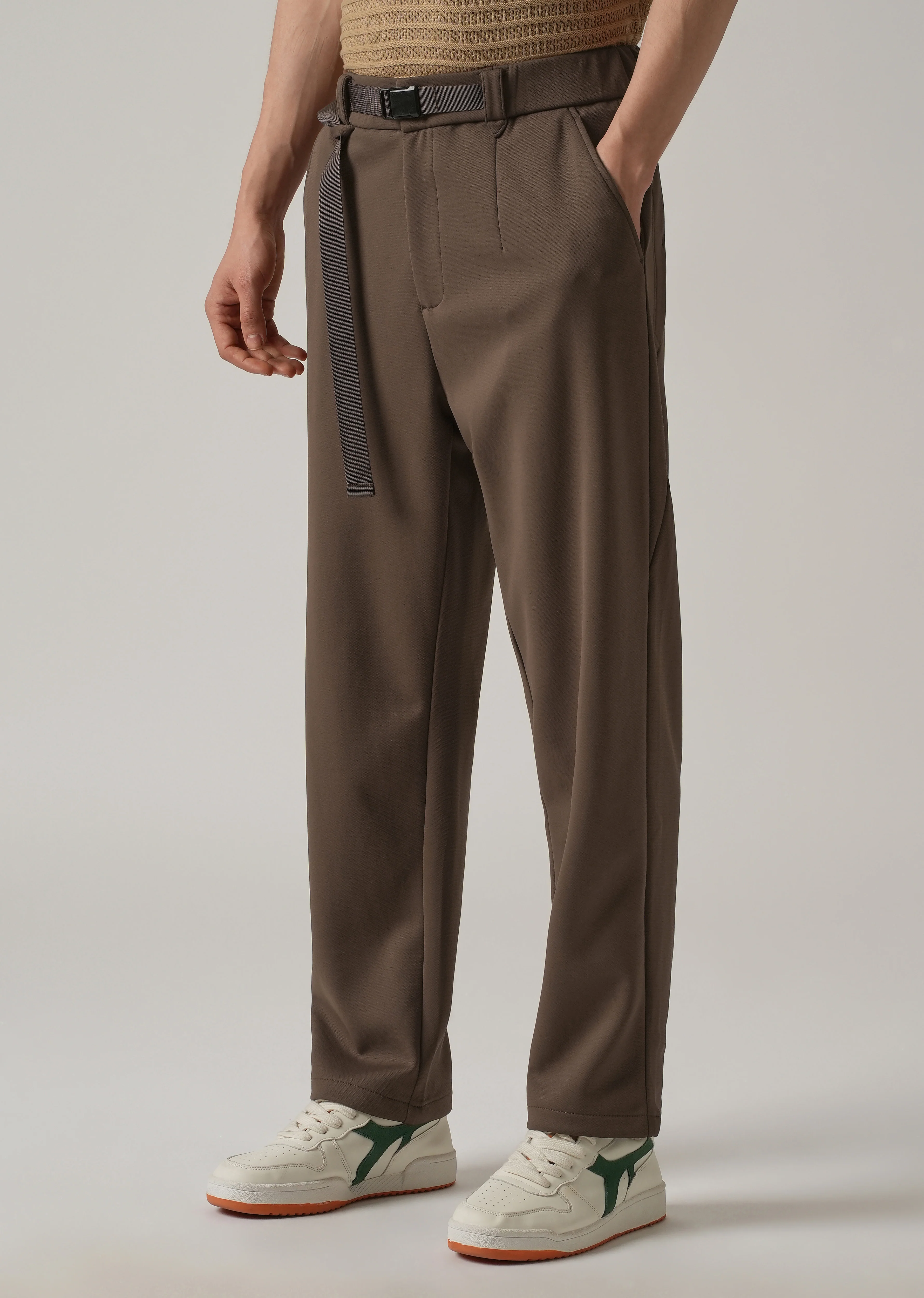 Brown Stretch Elasticated Pant - Image 4