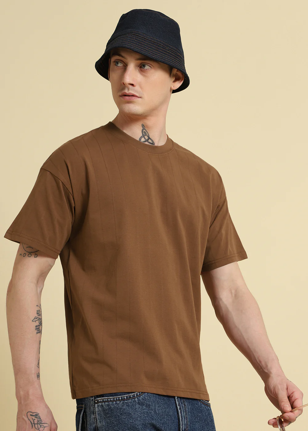 Brown Striped Oversized T-shirt - Image 8