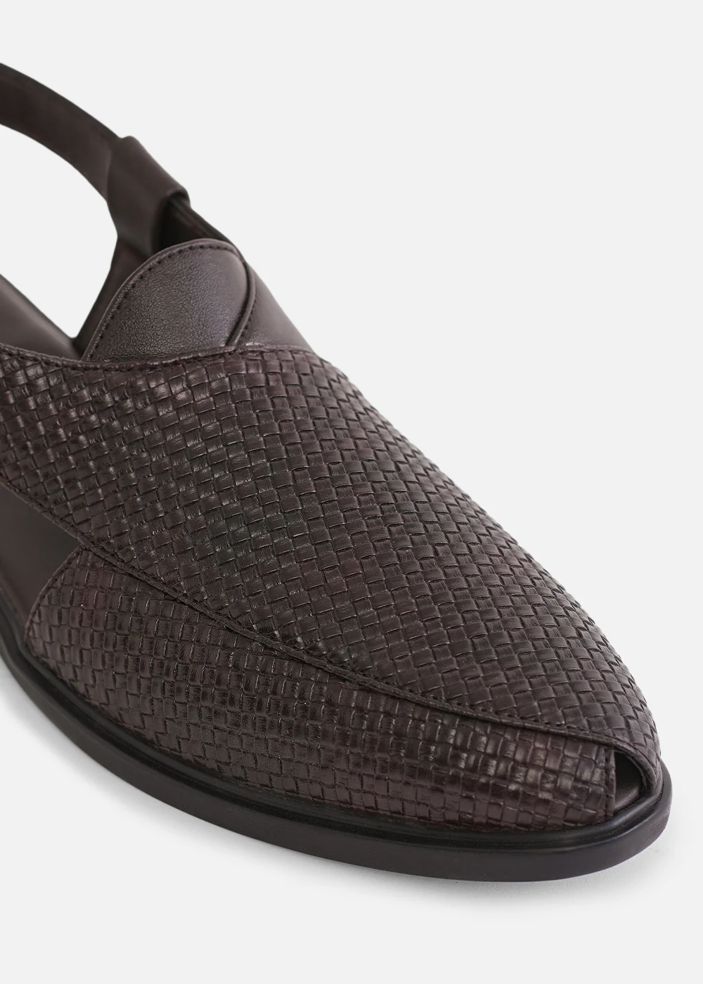 Brown Textured Back Strap Comfort Sandals - Image 3