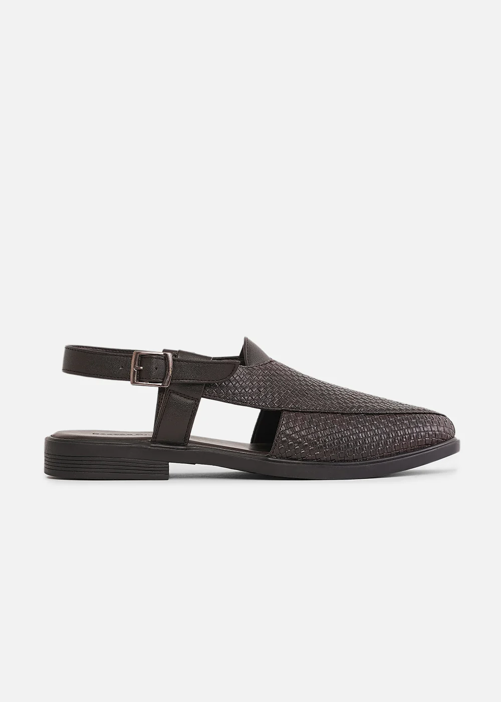 Brown Textured Back Strap Comfort Sandals - Image 4