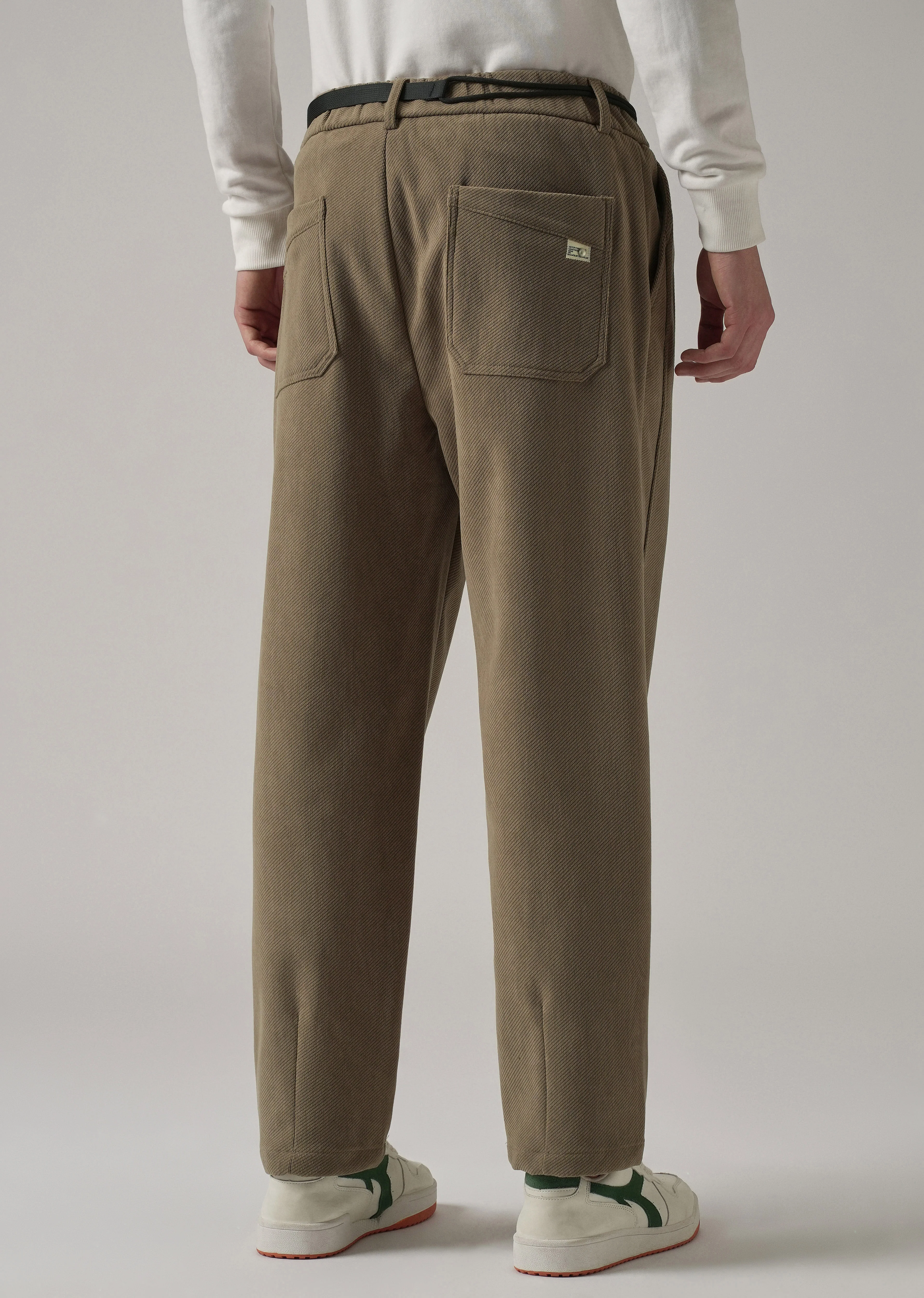 Brown Textured Corduroy Belt Pant - Image 2