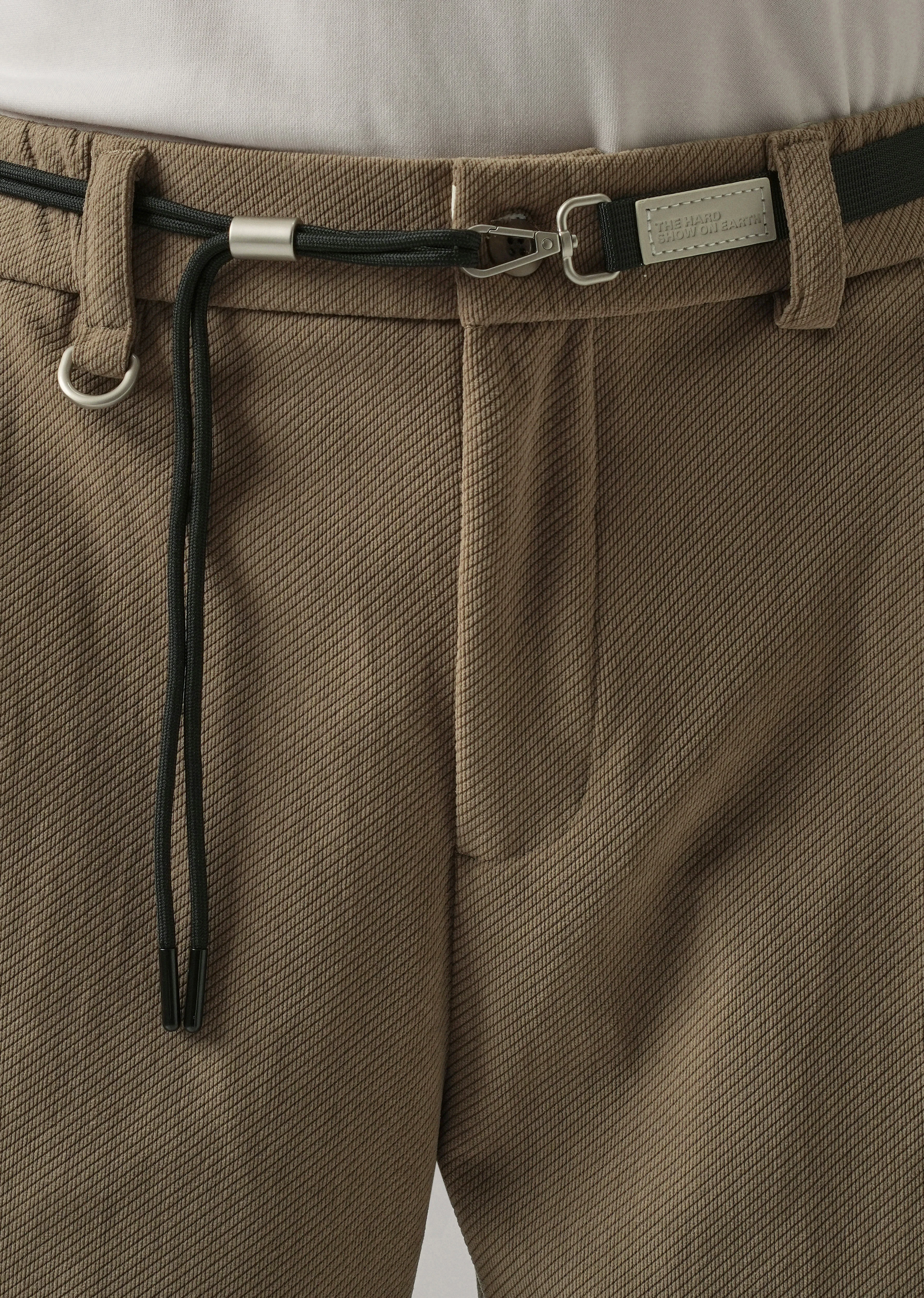 Brown Textured Corduroy Belt Pant - Image 5