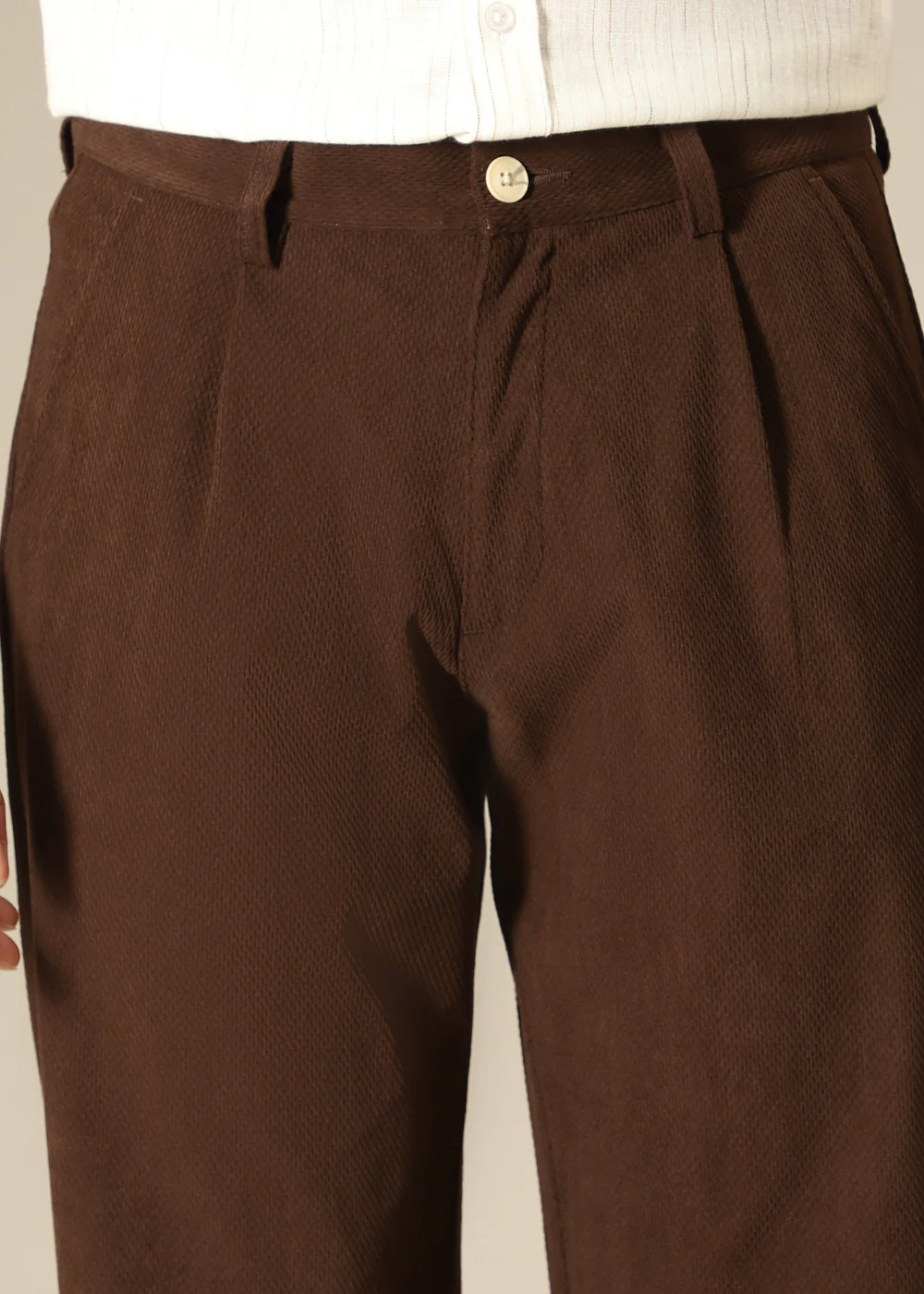 Brown Textured Corduroy Pant - Image 2