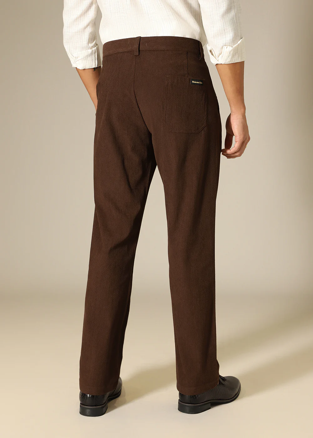 Brown Textured Corduroy Pant - Image 4