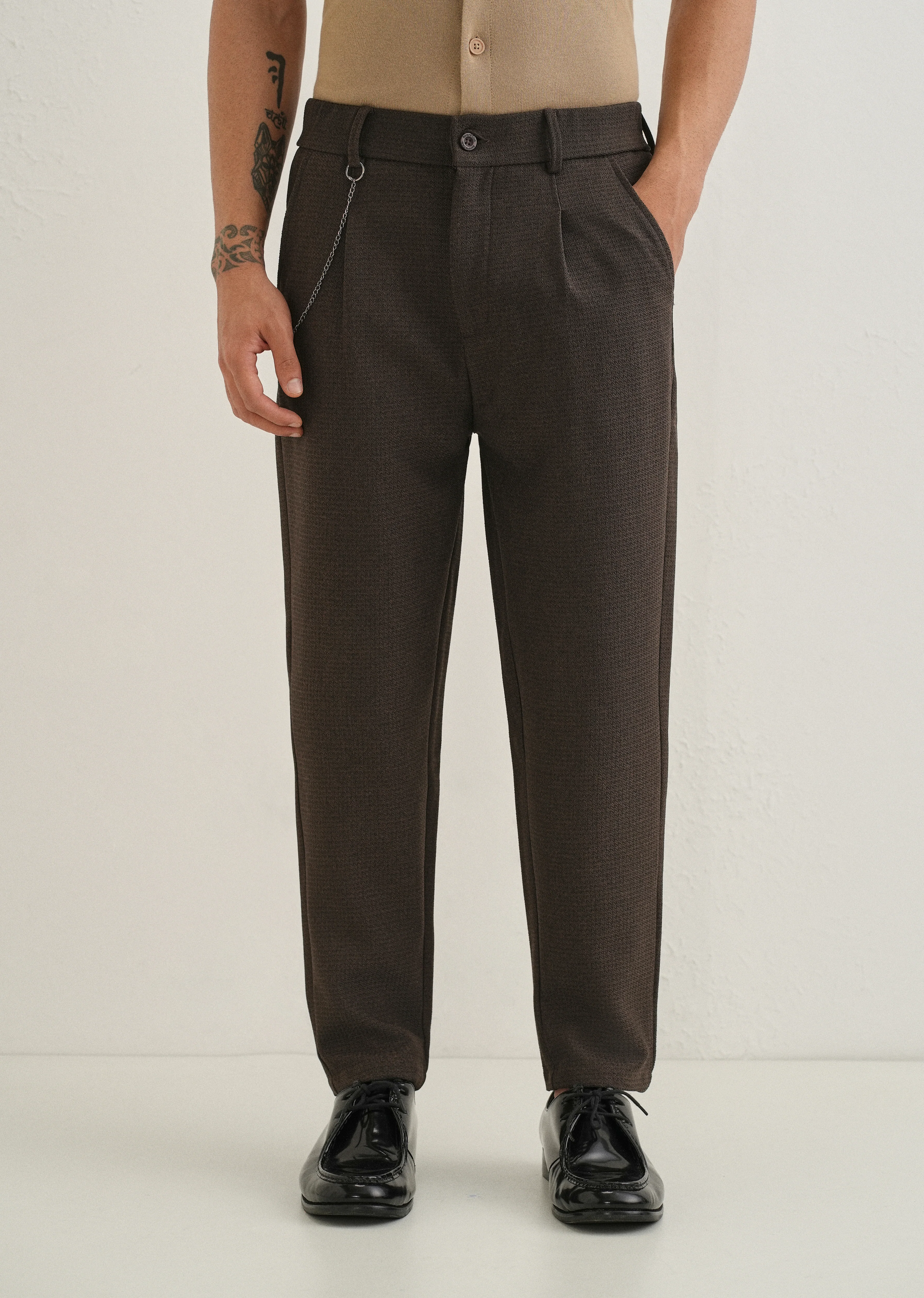 Brown Textured Korean Pant - Image 3