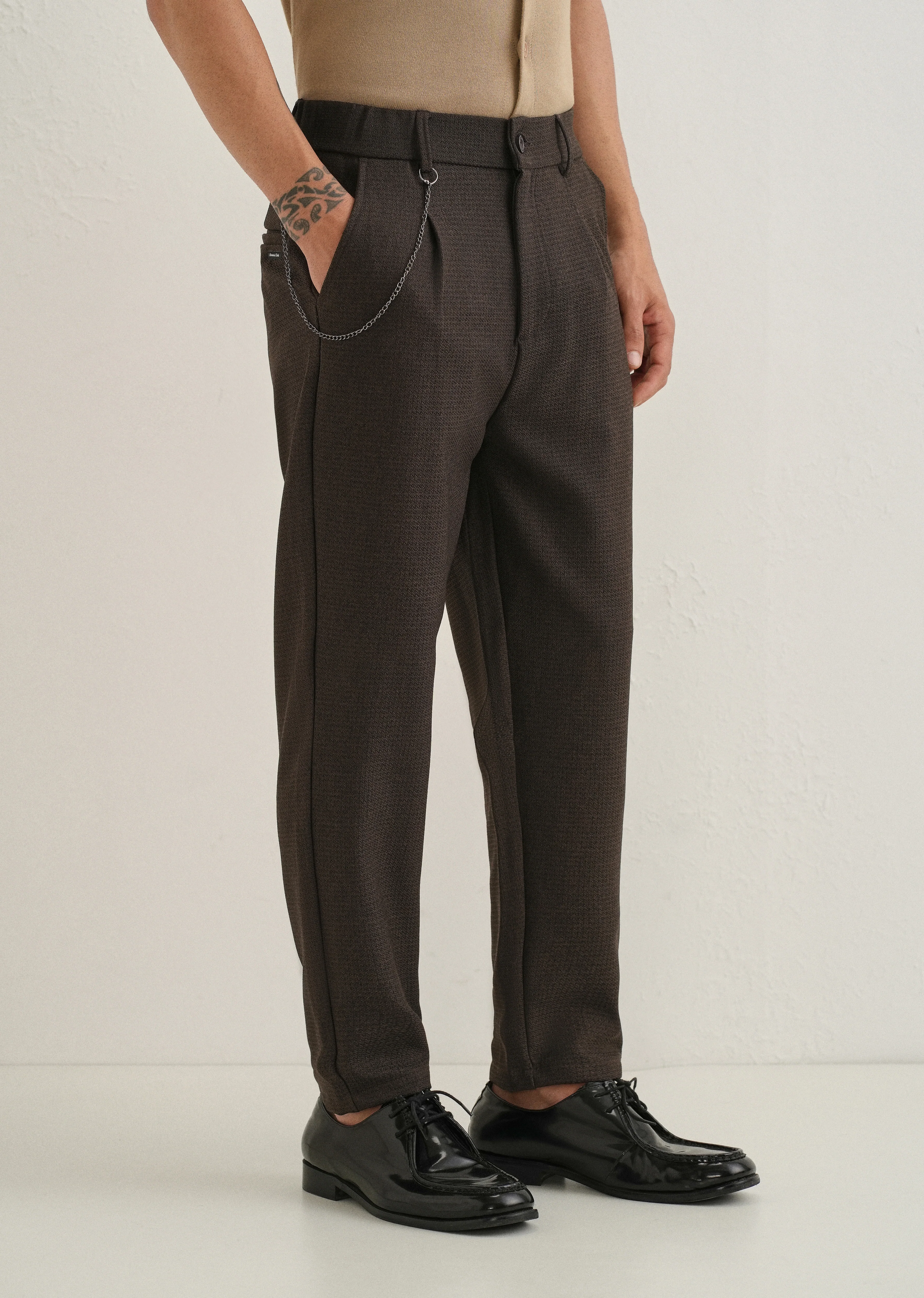 Brown Textured Korean Pant - Image 4