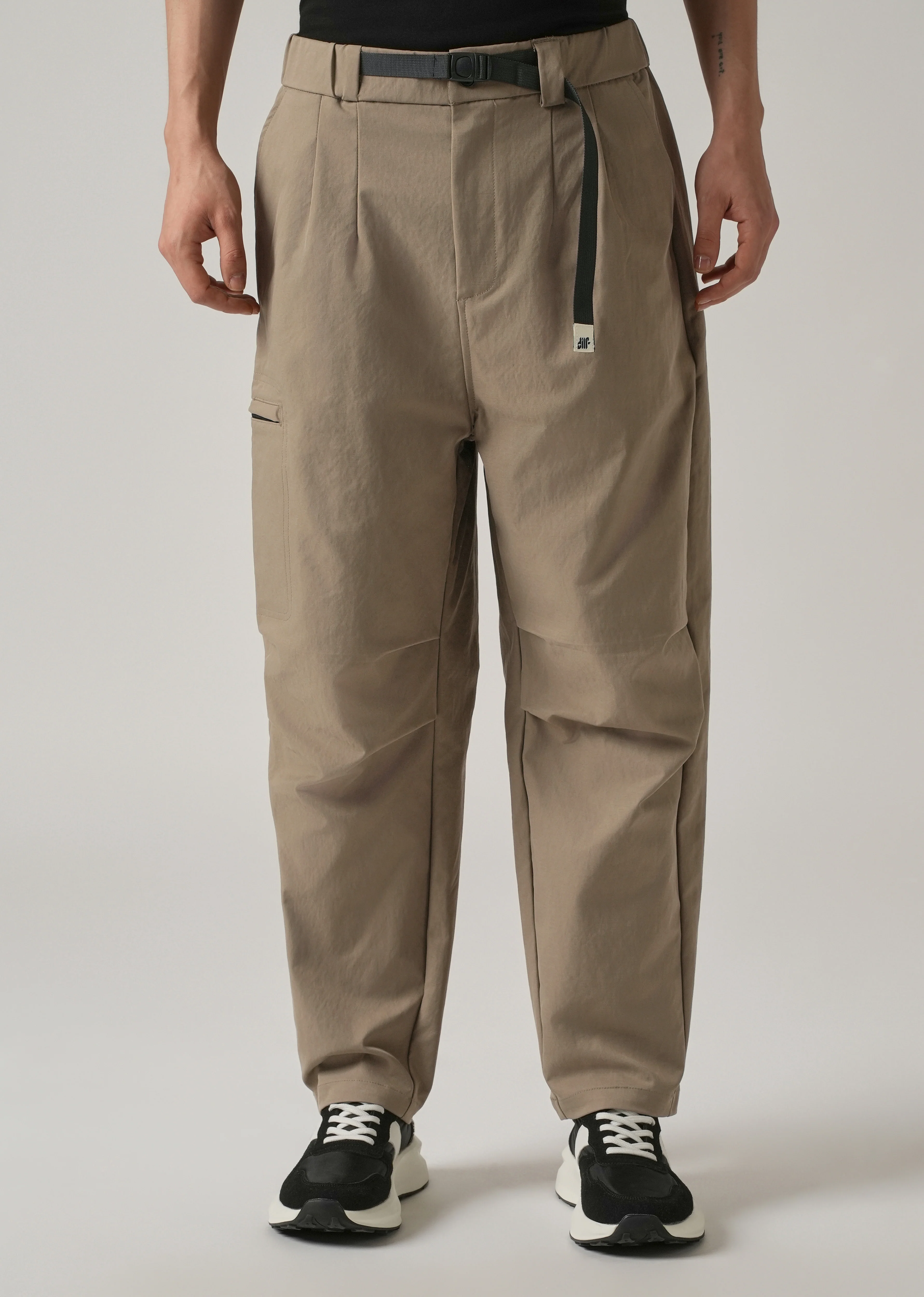 Brown Twill Belt Relaxed Fit Pant - Image 3