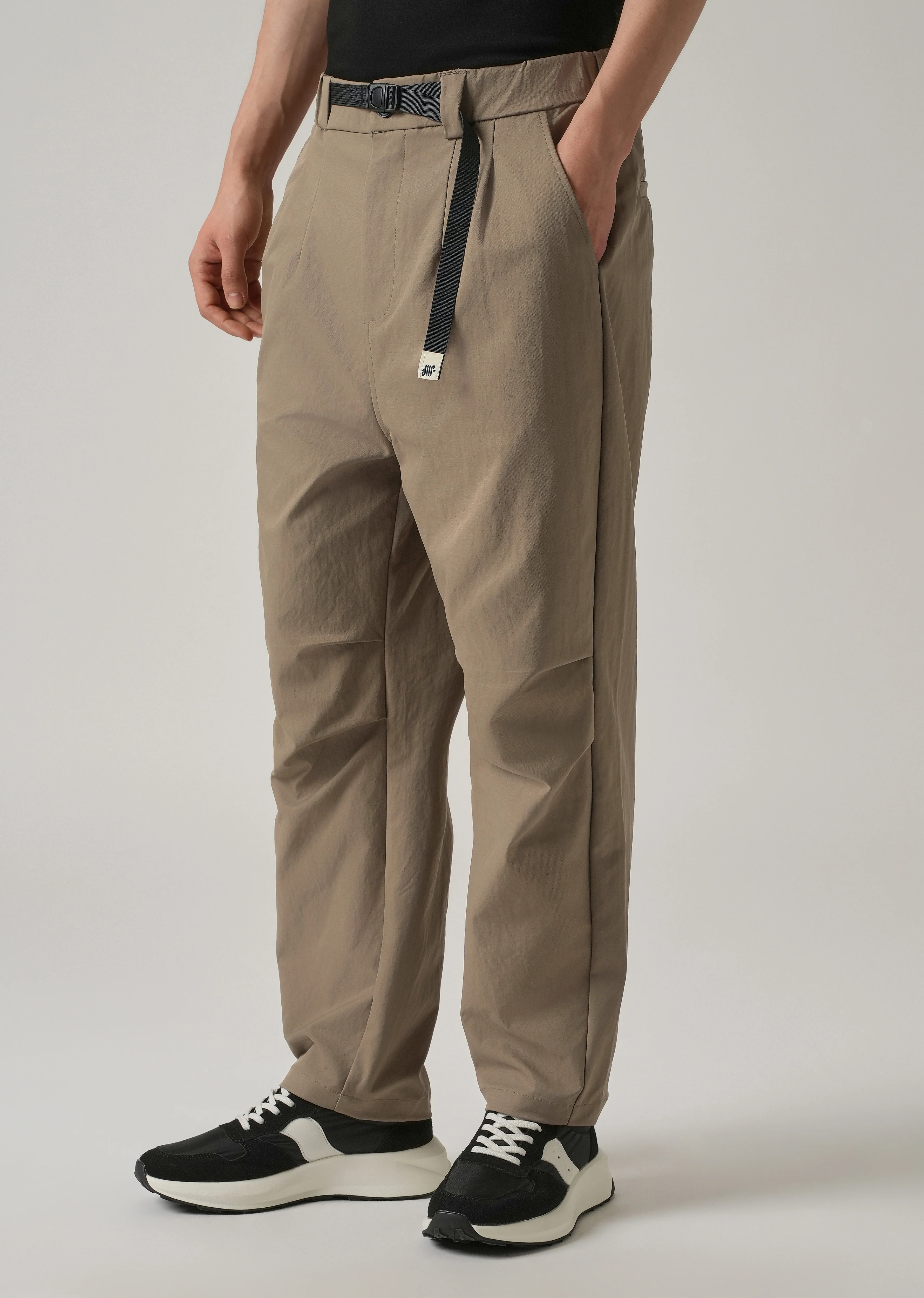 Brown Twill Belt Relaxed Fit Pant - Image 4