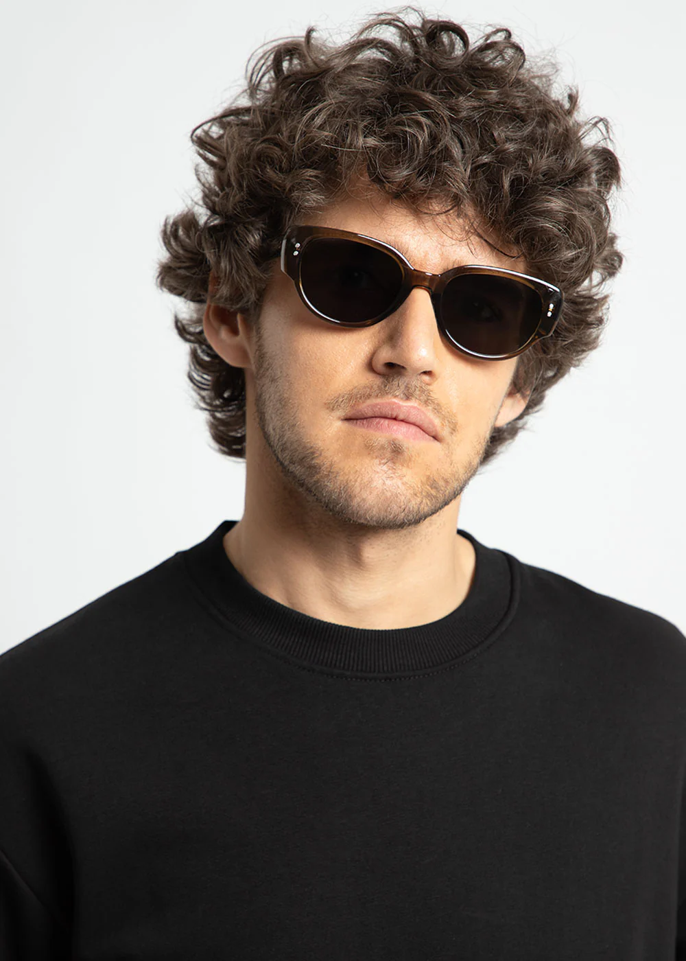 Brown Unisex Oval Sunglasses - Image 2