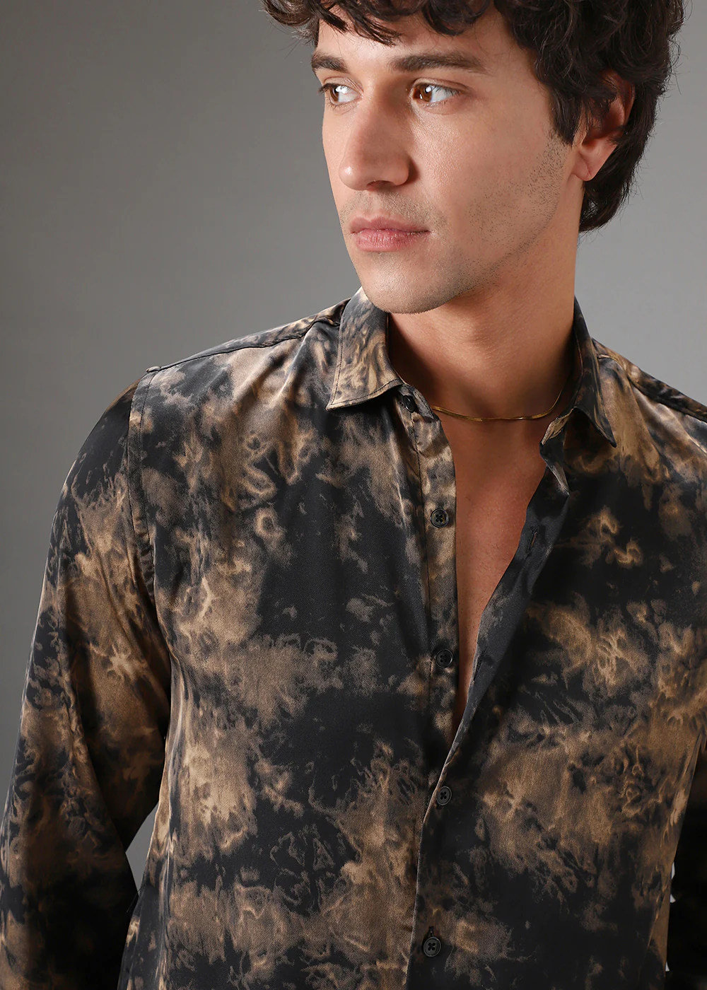 Brown Wash Abstract Printed Shirt - Image 2