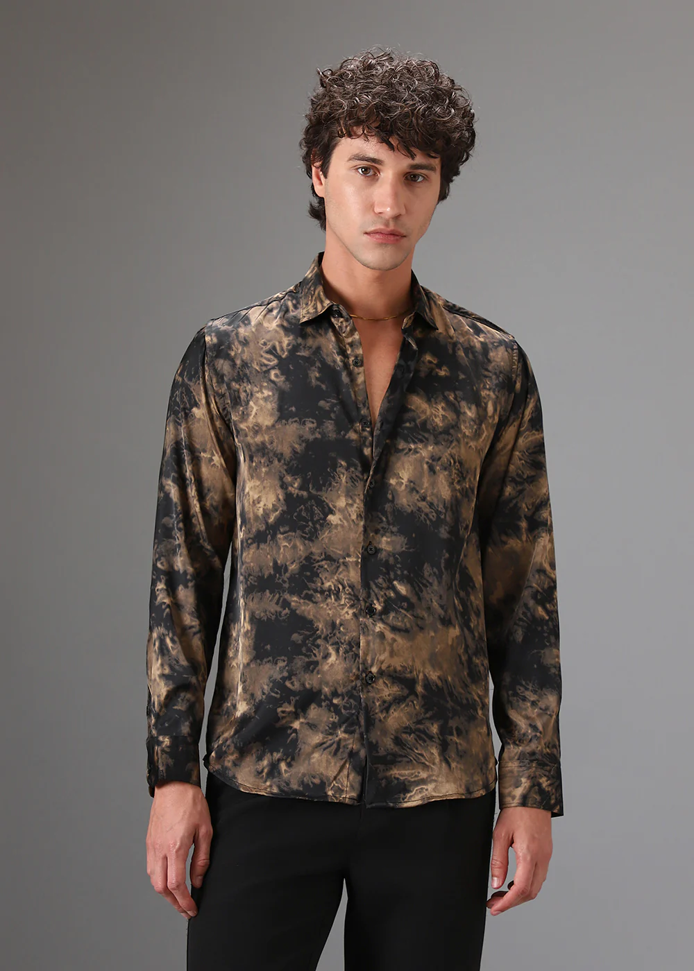 Brown Wash Abstract Printed Shirt - Image 3