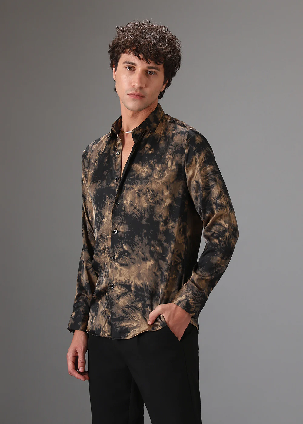 Brown Wash Abstract Printed Shirt - Image 5