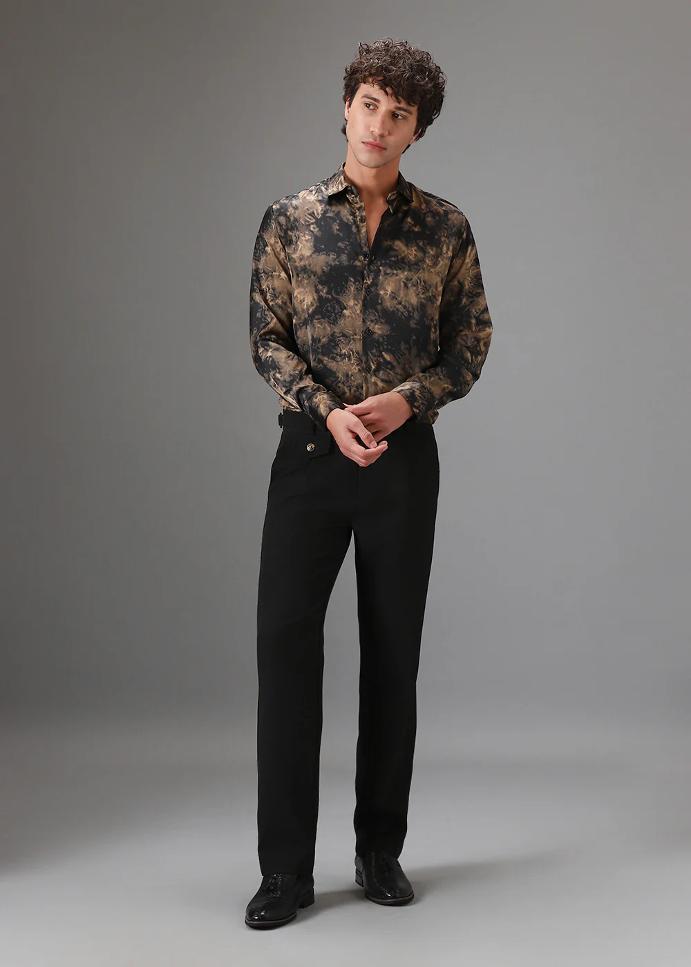 Brown Wash Abstract Printed Shirt - Image 6