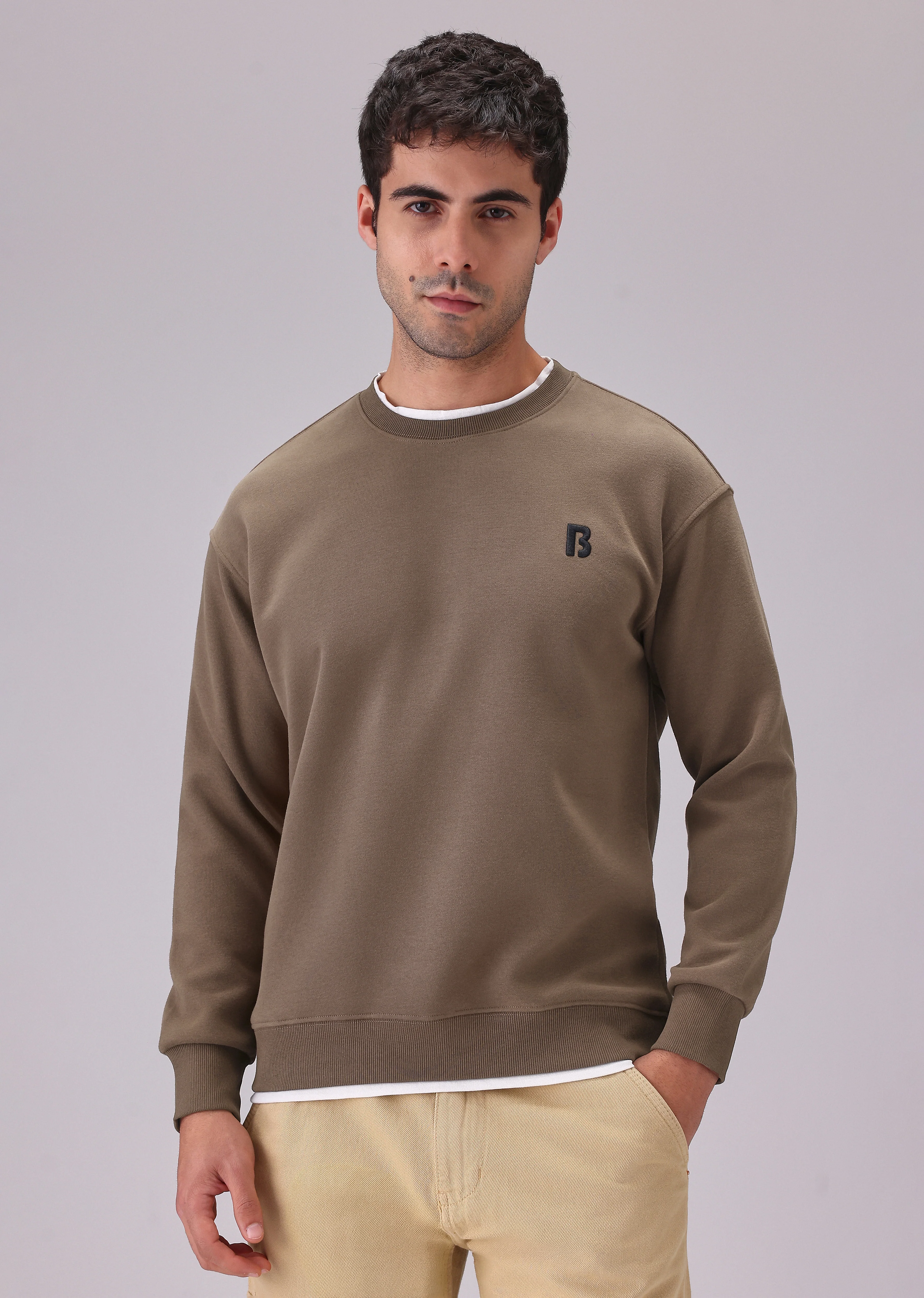 Brown White Contrast Sweatshirt - Image 3