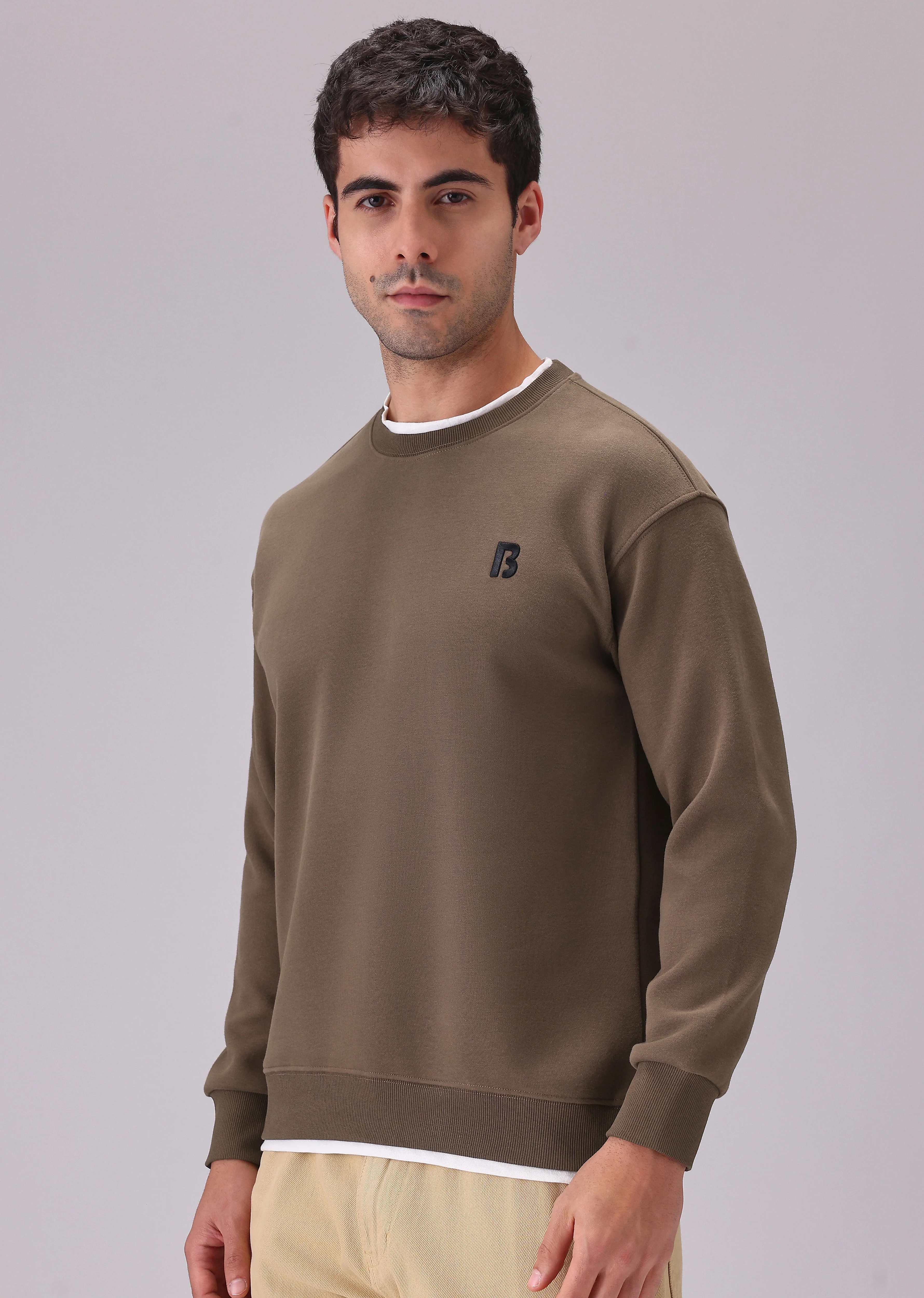 Brown White Contrast Sweatshirt - Image 4