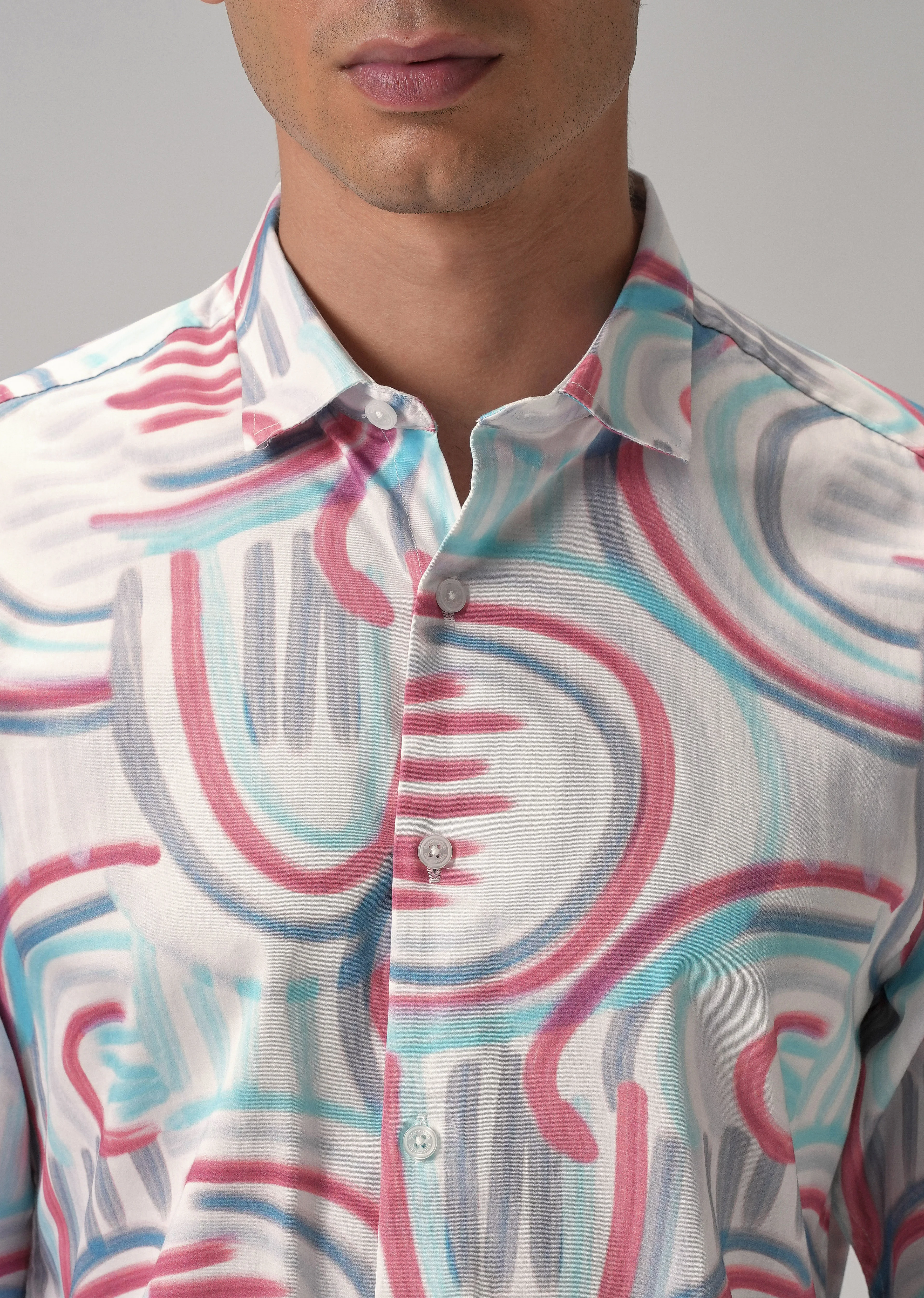 Brush Stroke Full Sleeve Printed Shirt - Image 5