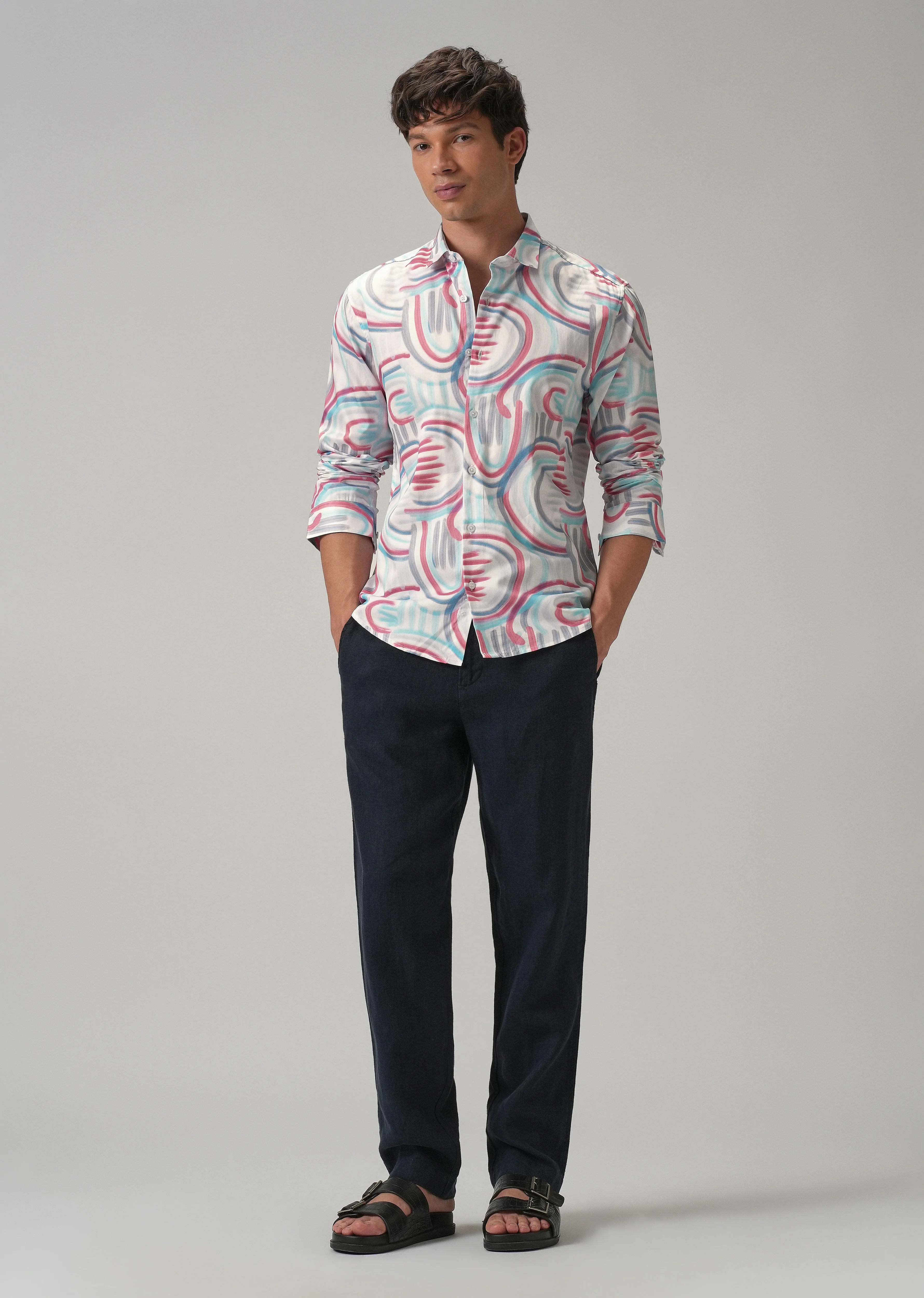 Brush Stroke Full Sleeve Printed Shirt - Image 6