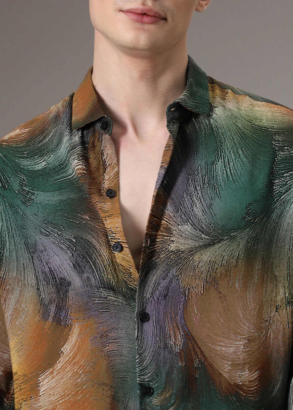 Brush Teal Feather Shirt - Image 2