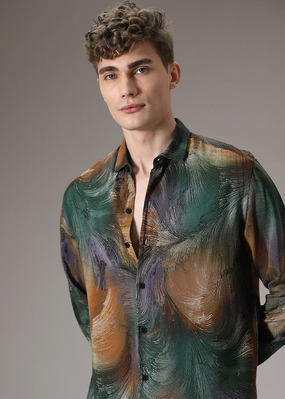 Brush Teal Feather Shirt - Image 5