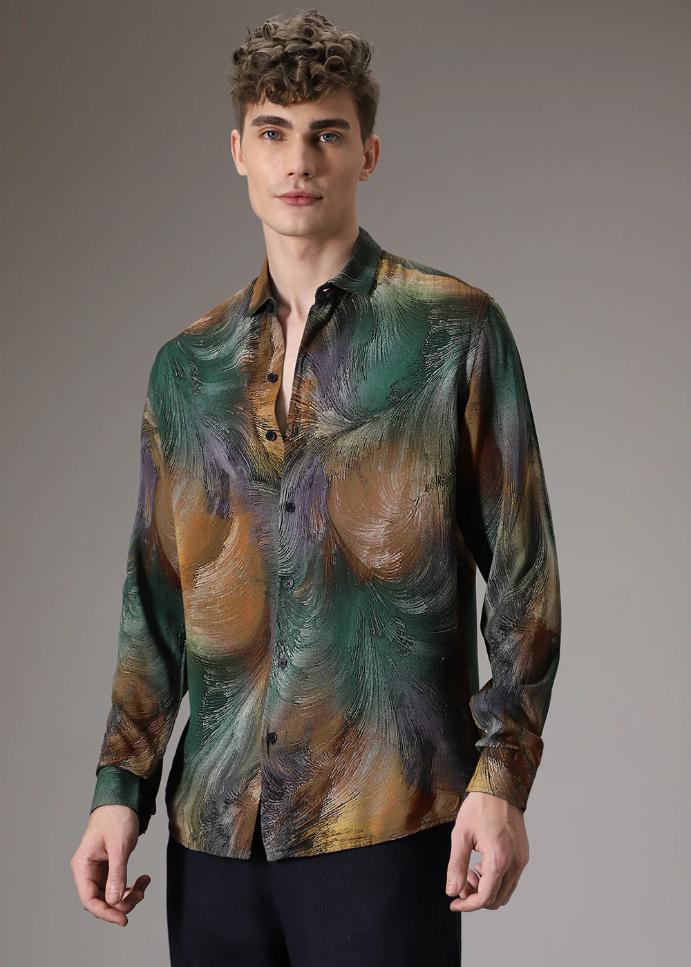 Brush Teal Feather Shirt - Image 6