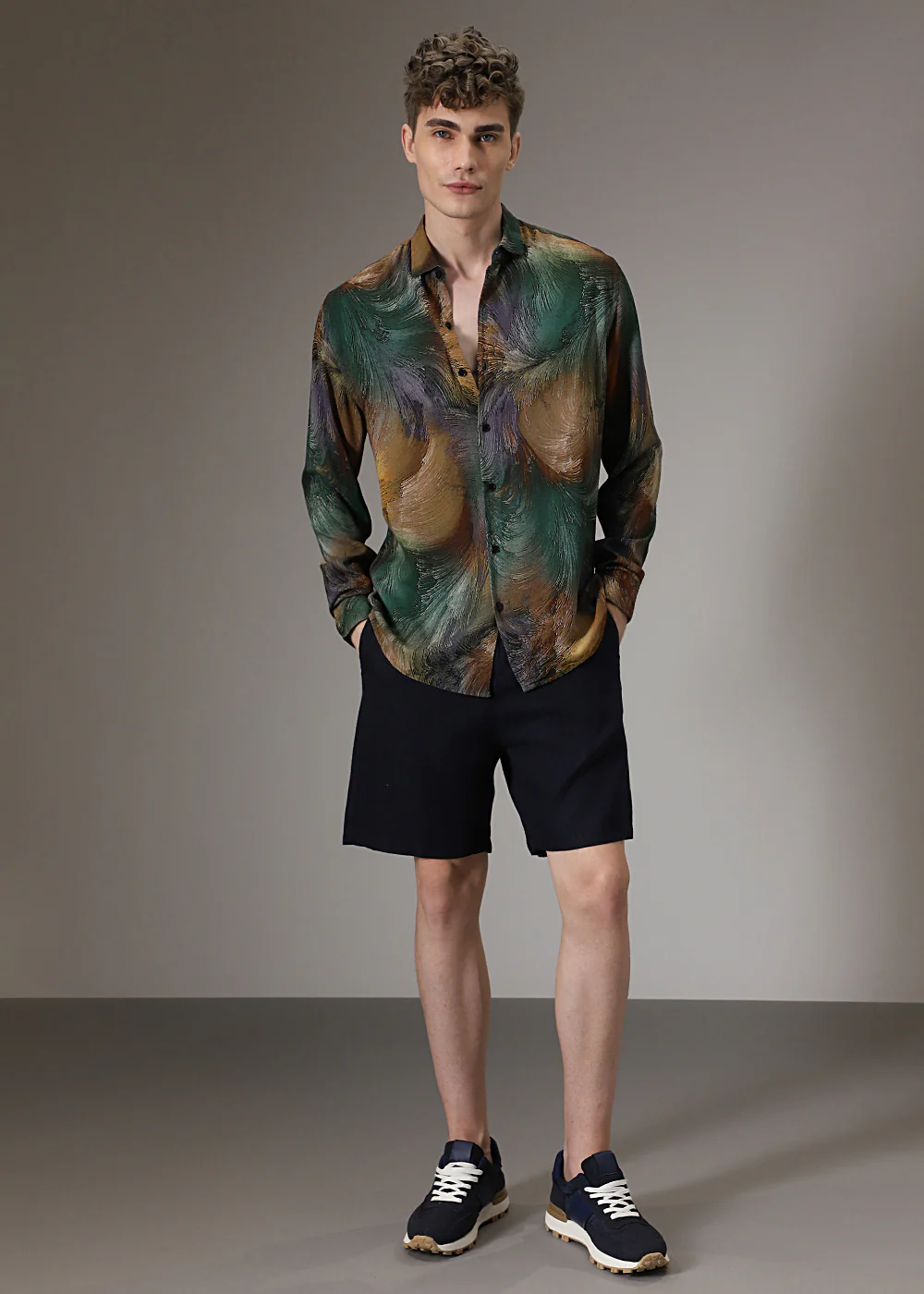 Brush Teal Feather Shirt - Image 8