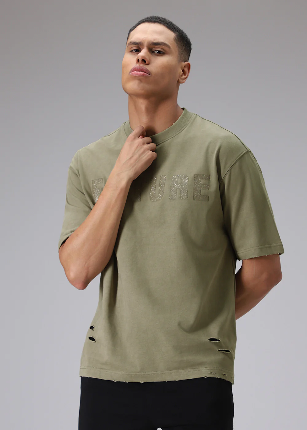 Brush Wash Tan Oversized T-shirt - Image 3