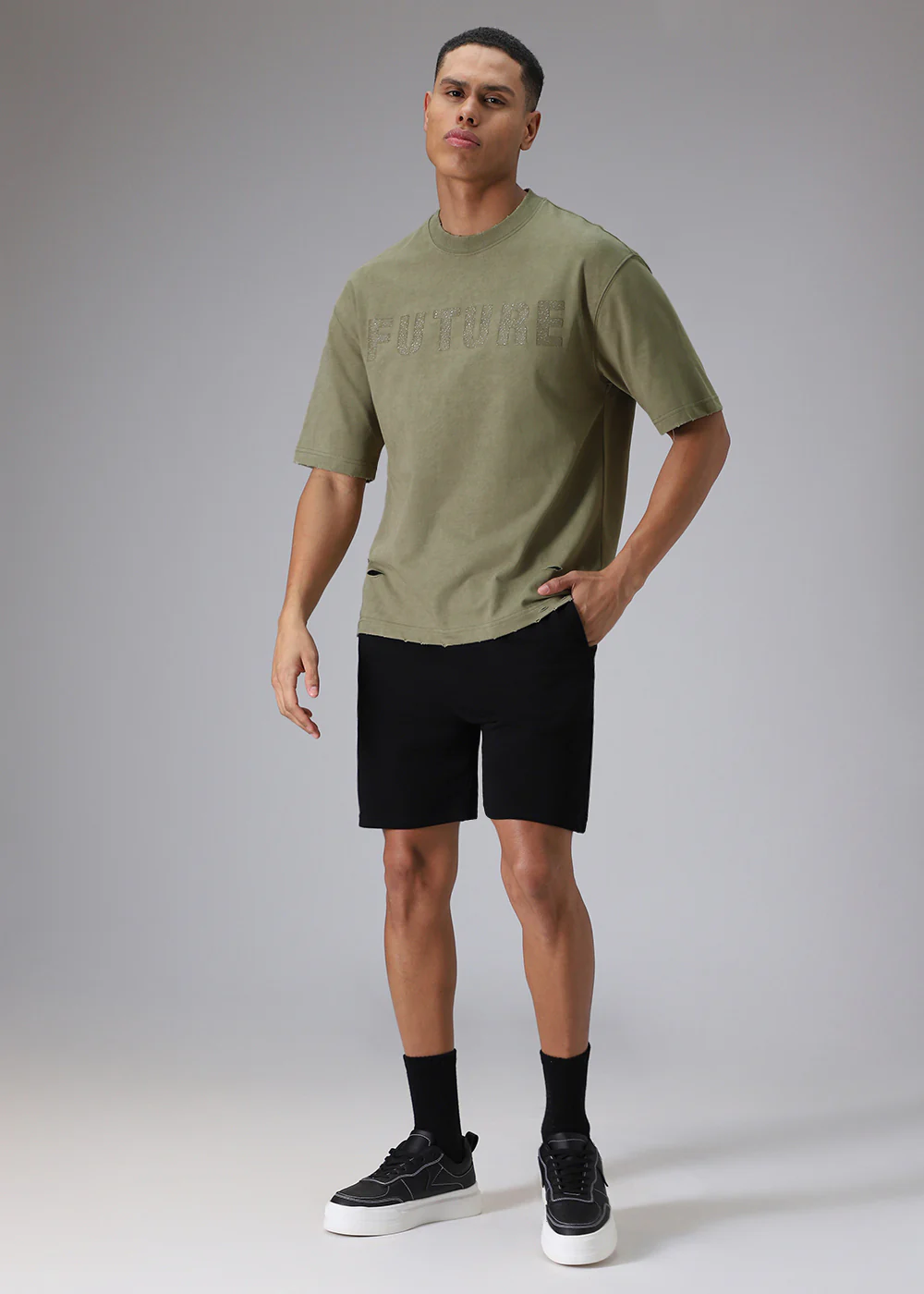 Brush Wash Tan Oversized T-shirt - Image 6
