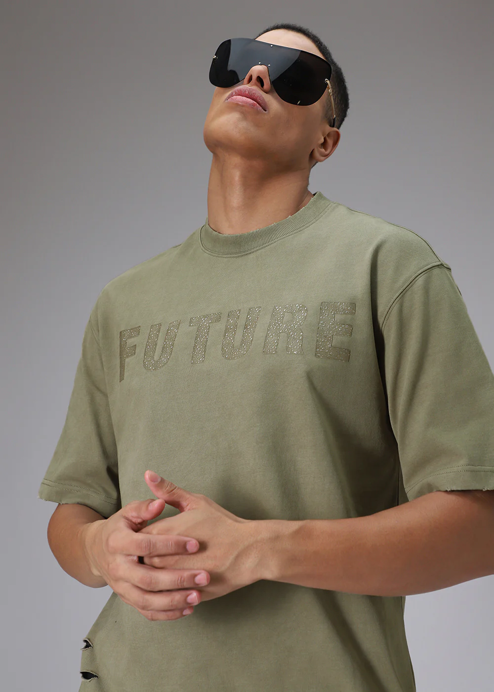 Brush Wash Tan Oversized T-shirt - Image 7