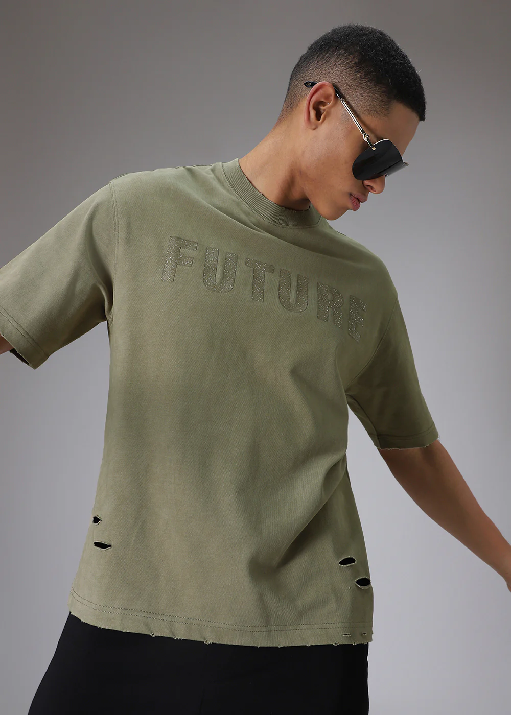 Brush Wash Tan Oversized T-shirt - Image 8