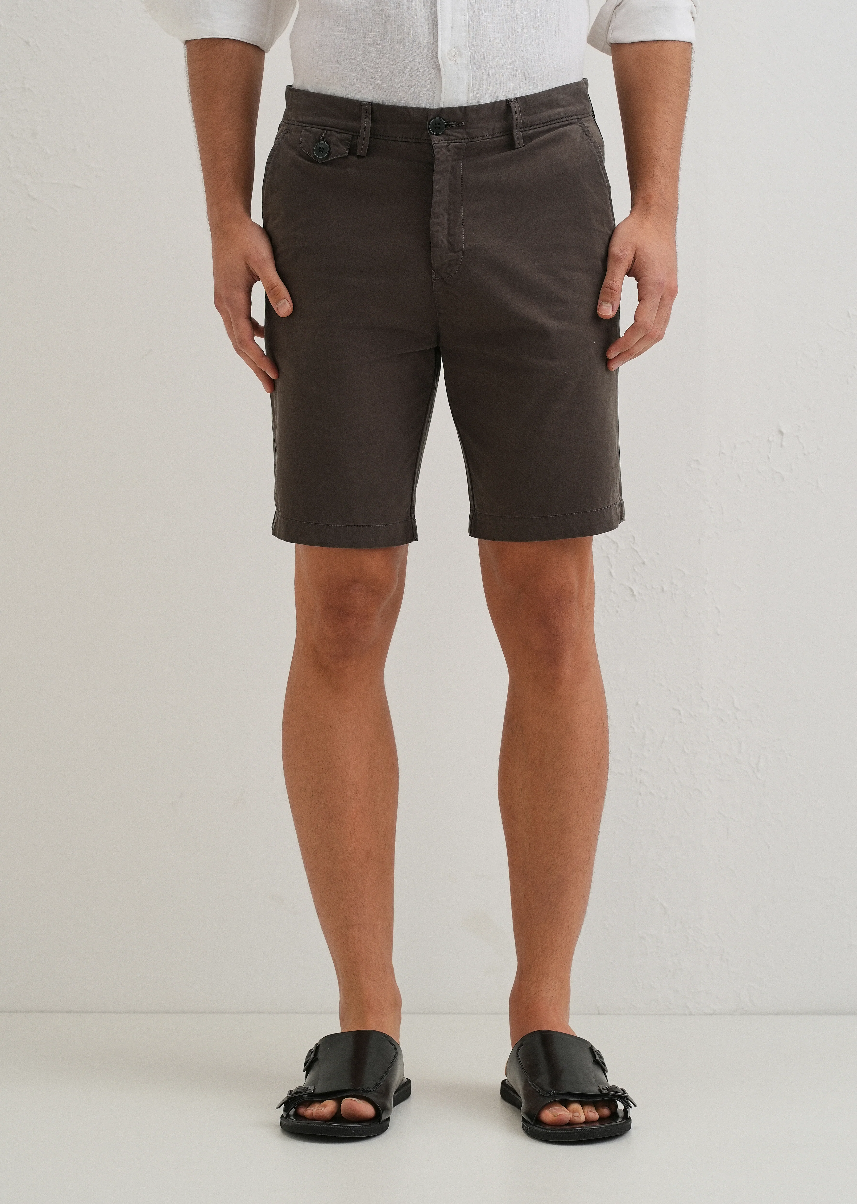 Burnt Brown Cotton Shorts - Image 3