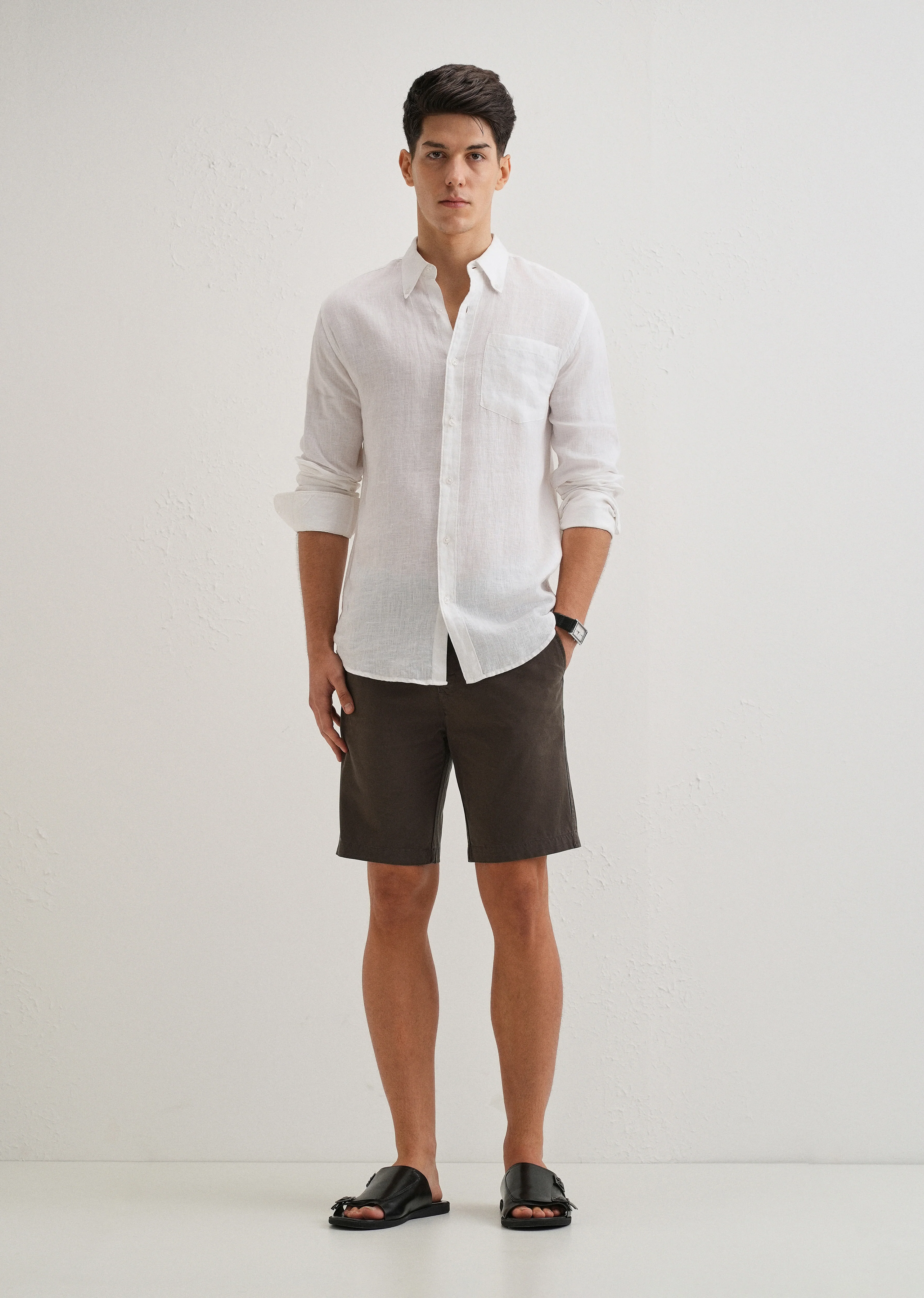 Burnt Brown Cotton Shorts - Image 6