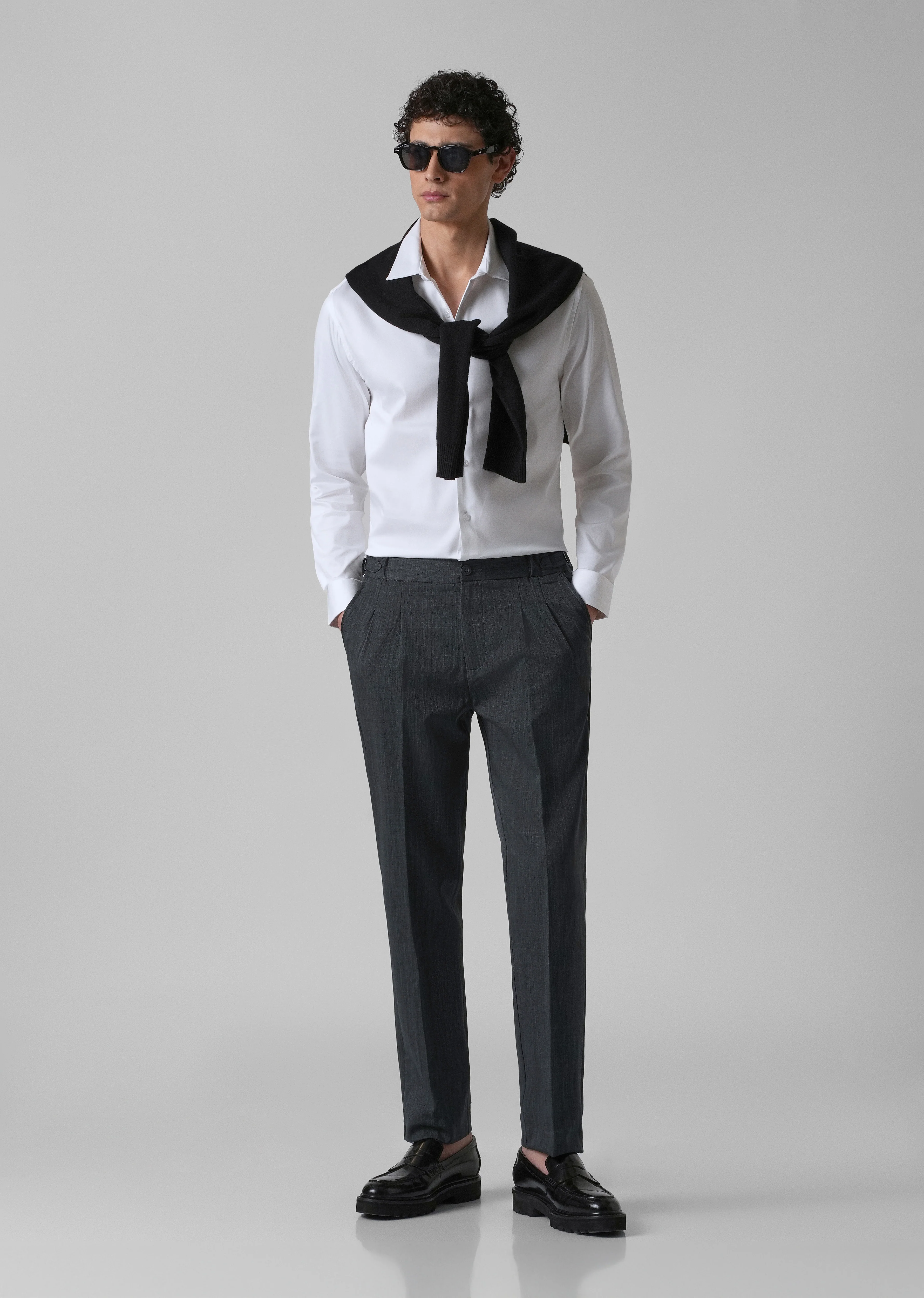 Burnt Grey Pleated Gurkha Pant - Image 6