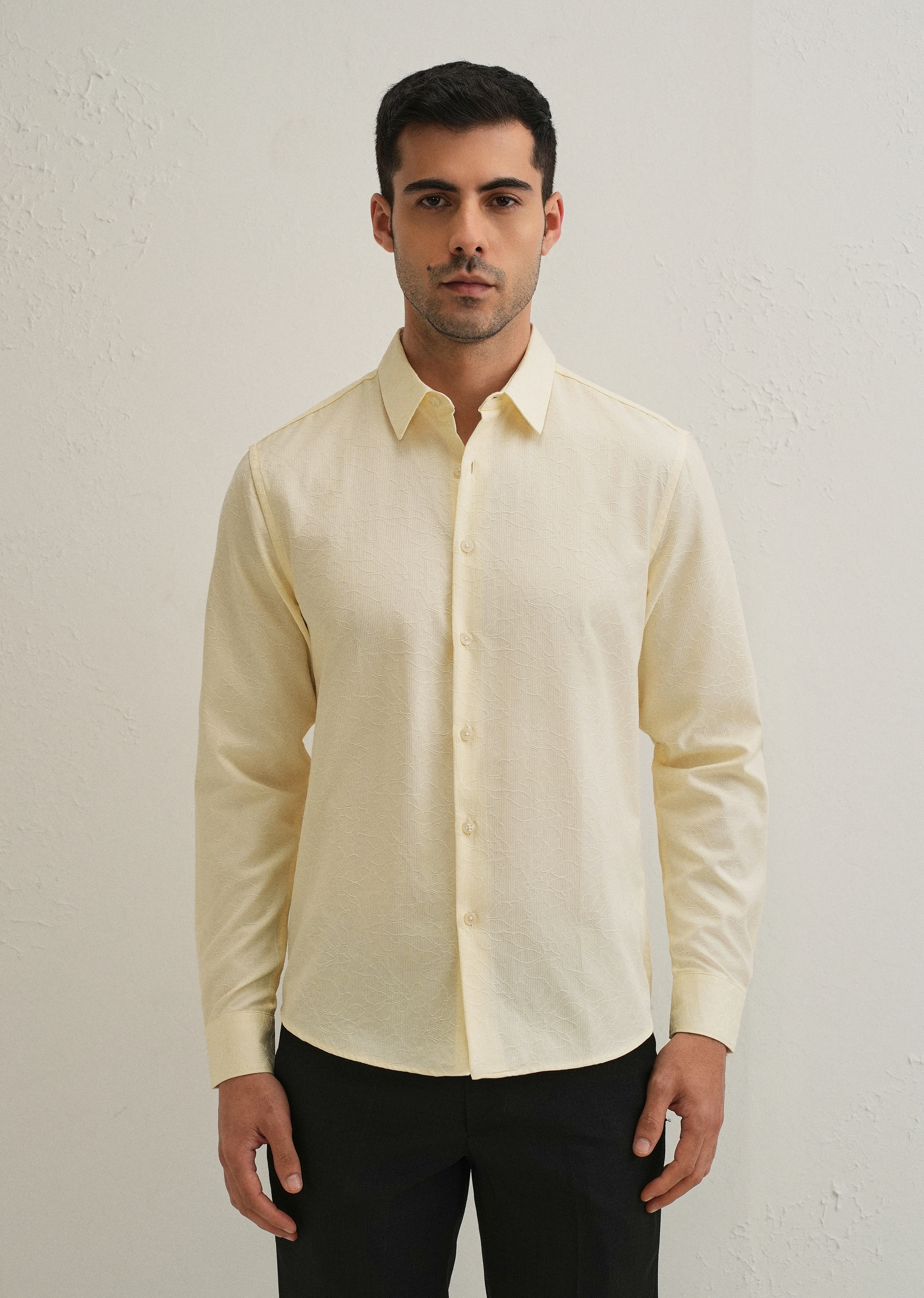 Butter Cream Floral Jacquard Shirt - Image 3