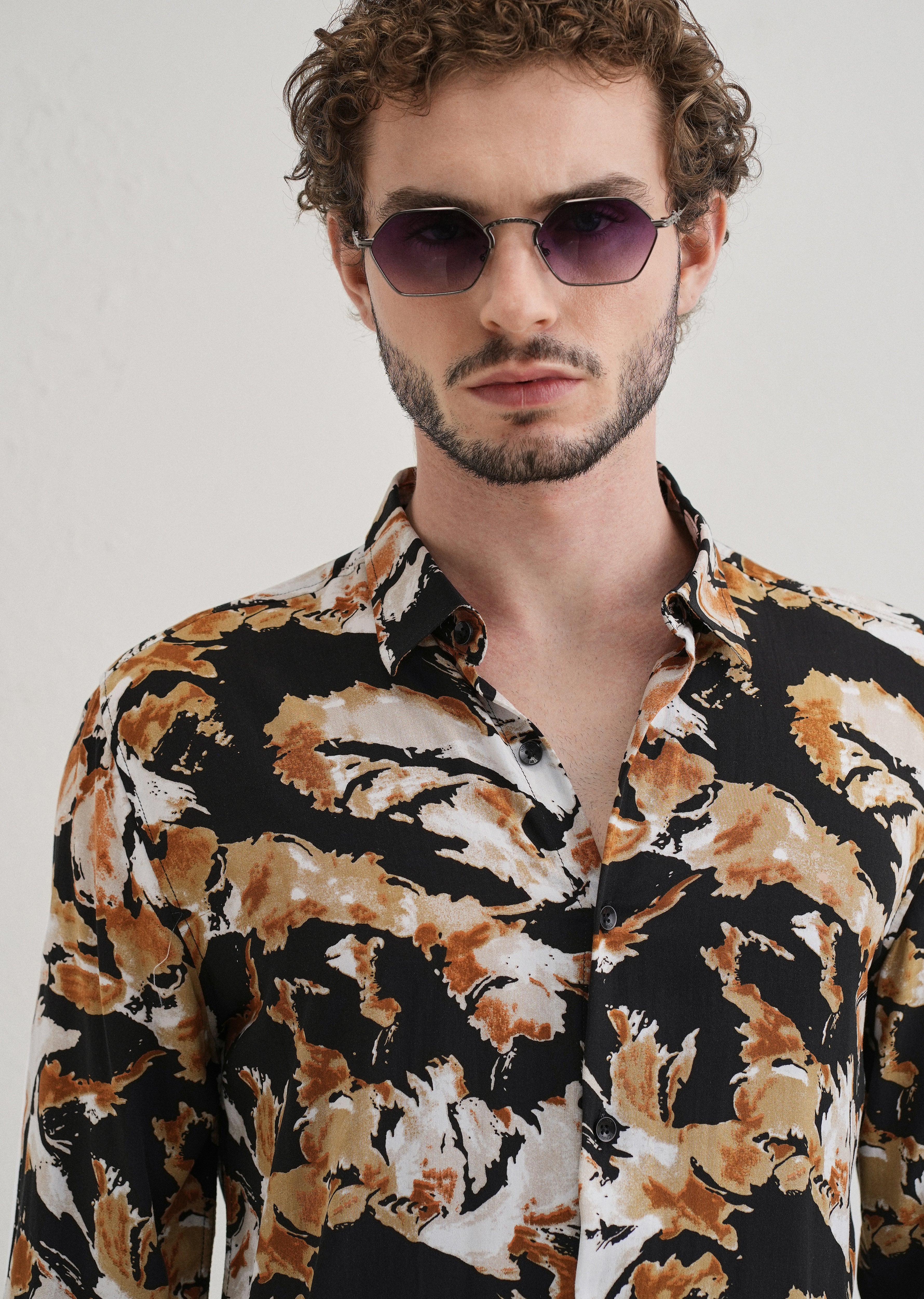 Caramel Brown Print Full sleeve shirt - Image 5