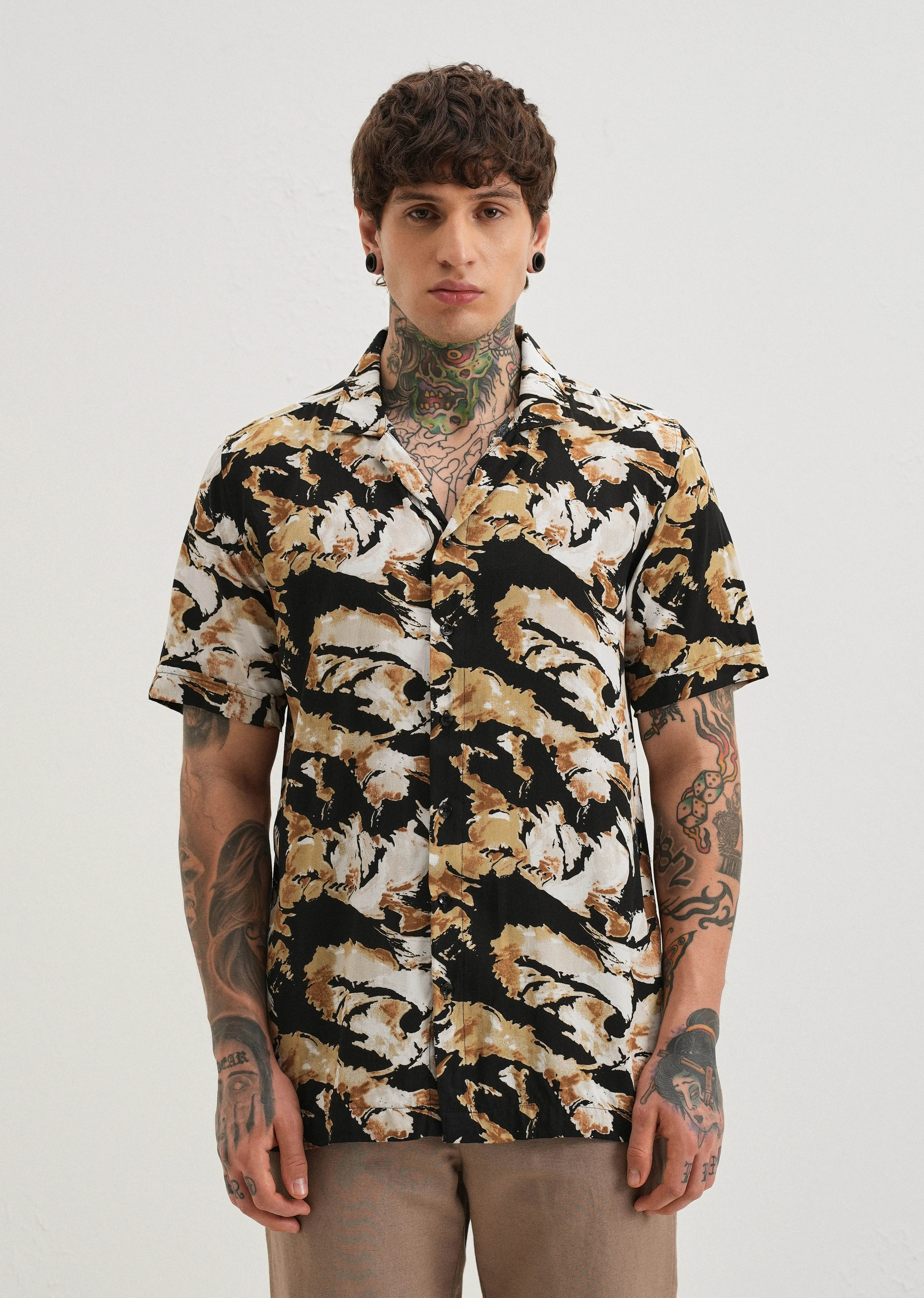 Caramel Brown Print Half sleeve shirt - Image 3