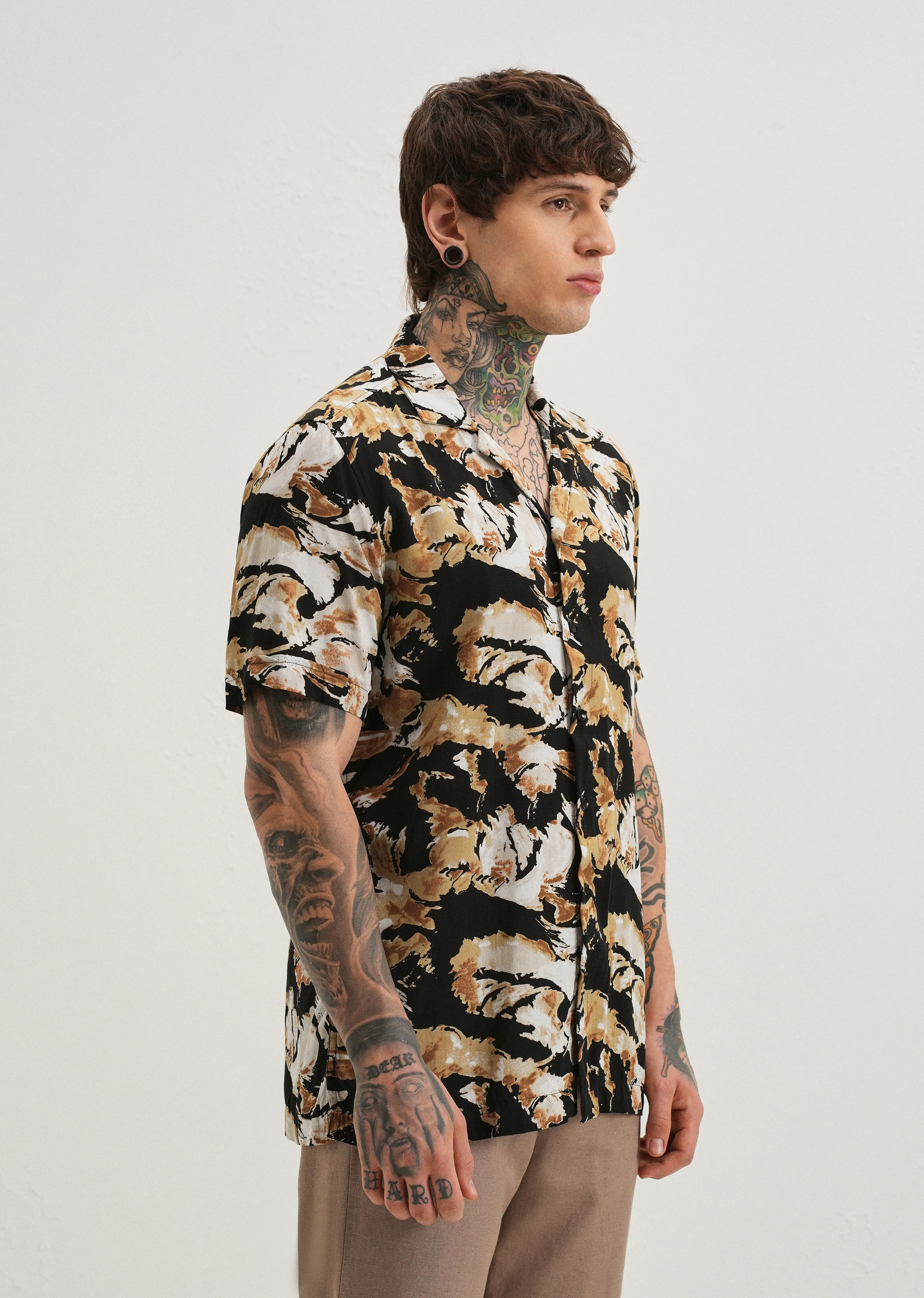 Caramel Brown Print Half sleeve shirt - Image 4