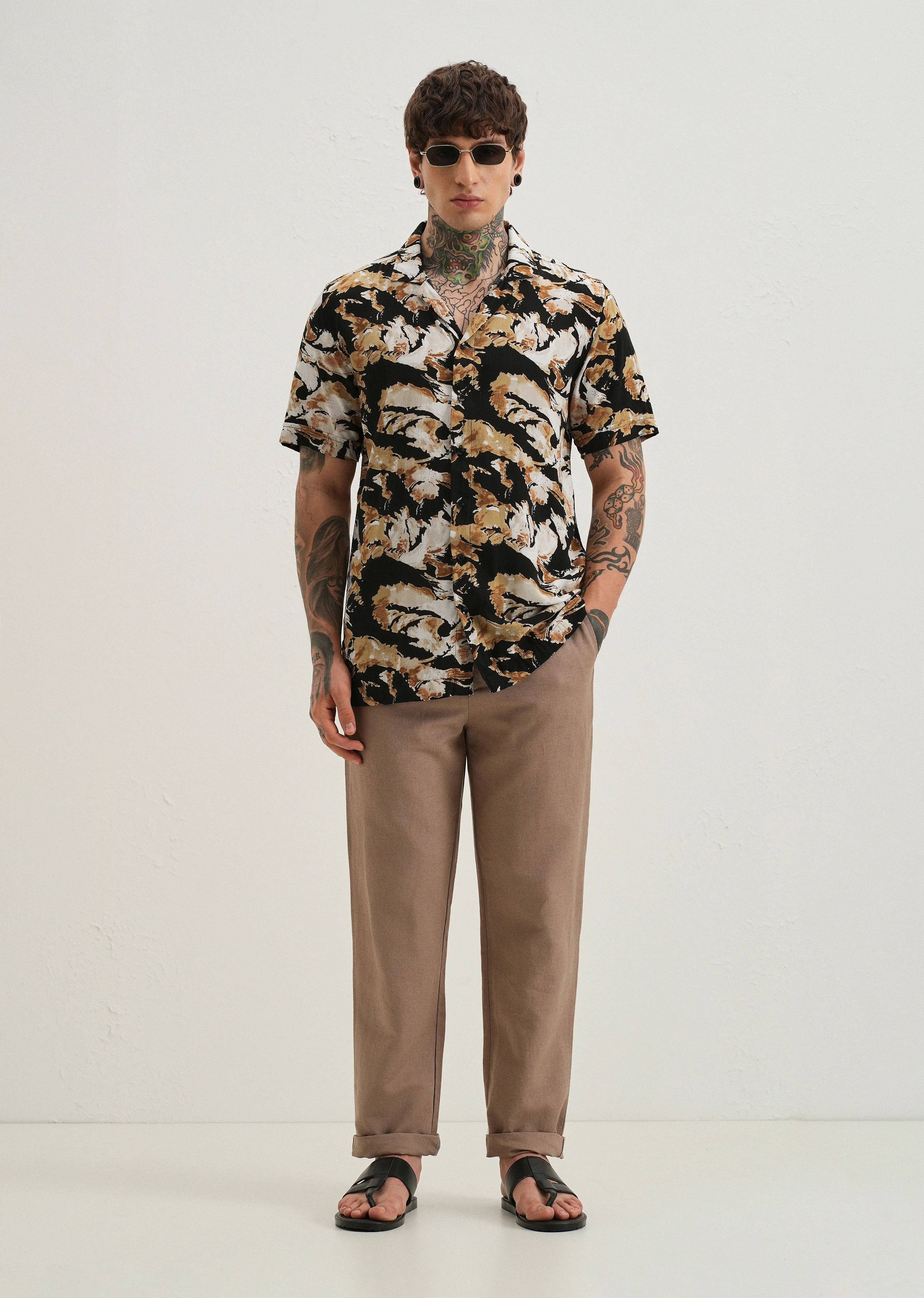 Caramel Brown Print Half sleeve shirt - Image 6