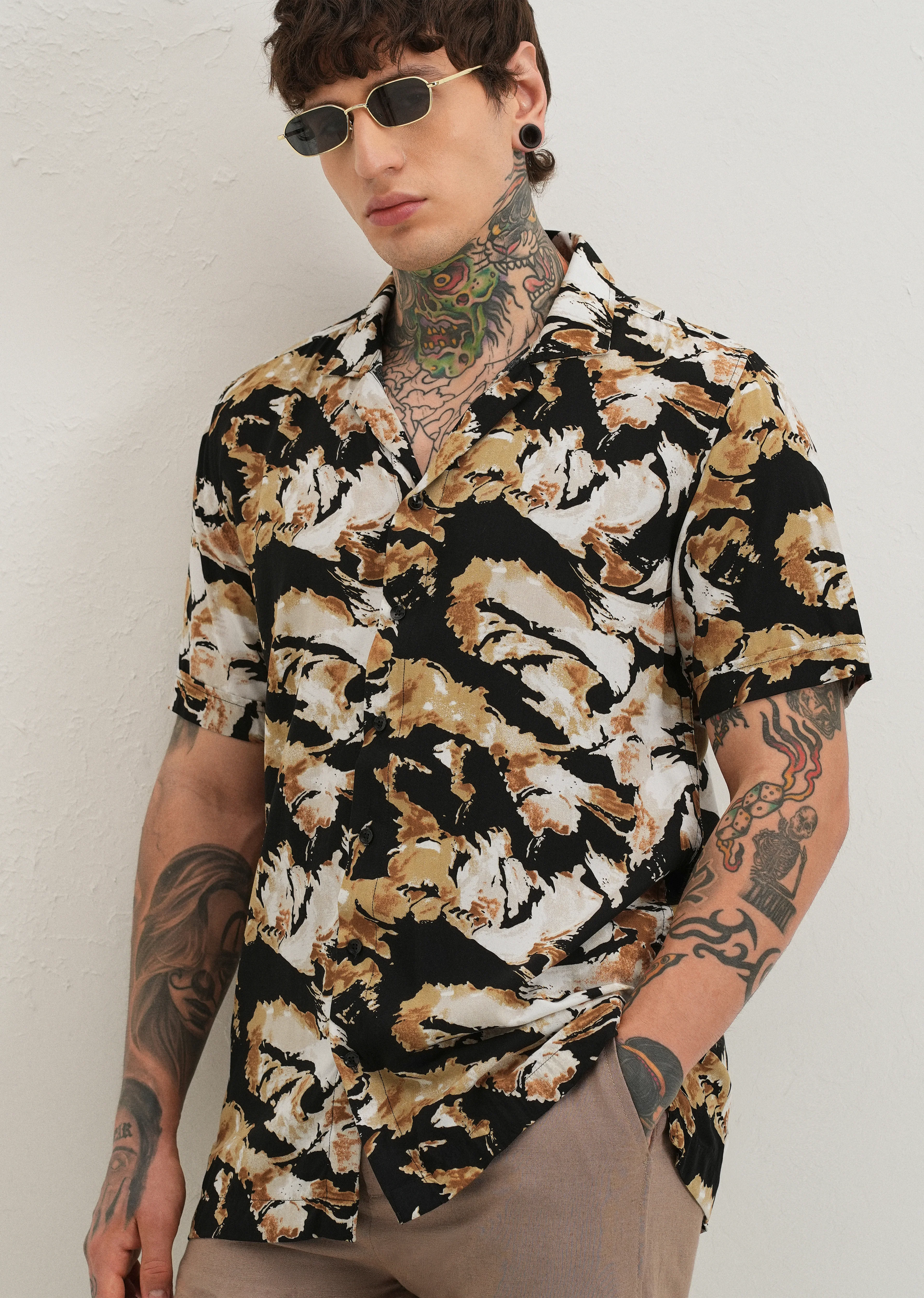 Caramel Brown Print Half sleeve shirt - Image 7