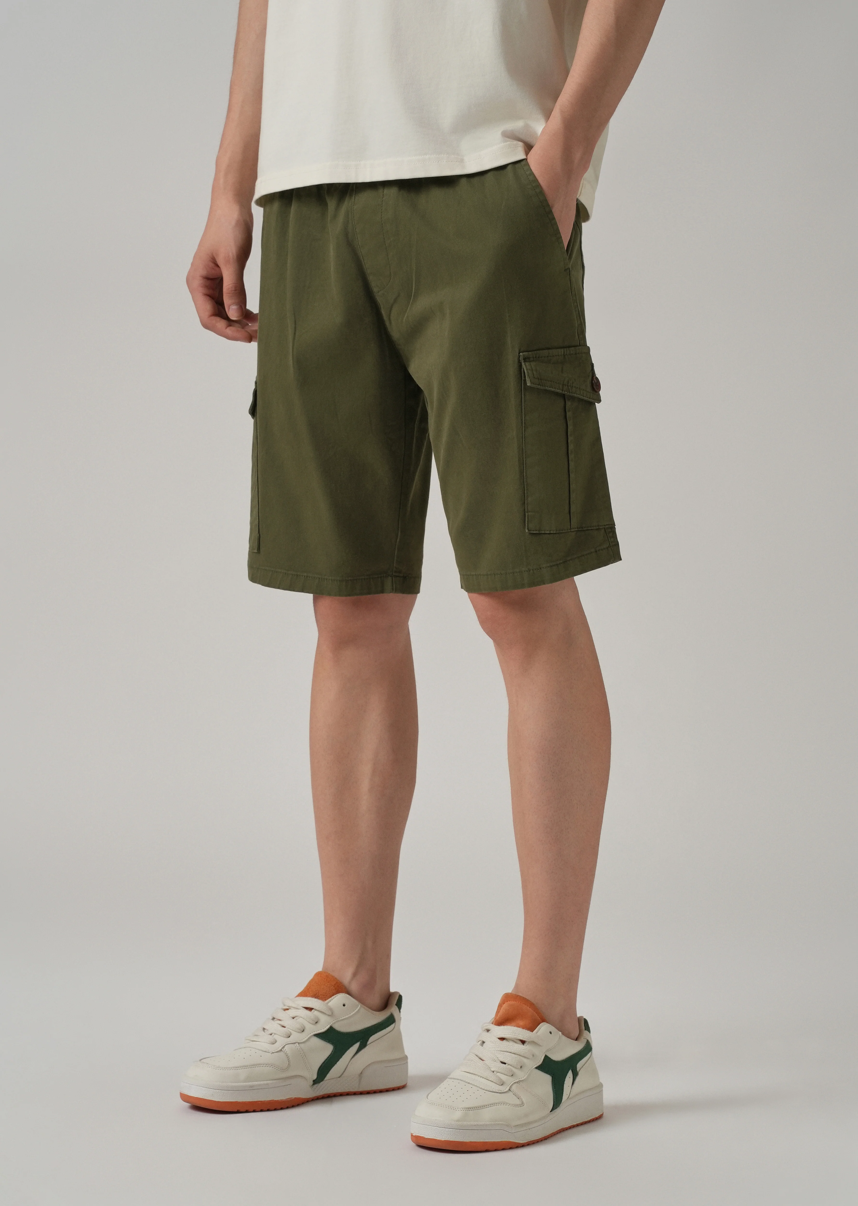 Castleton Green Cotton Cargo Shorts - Image 7