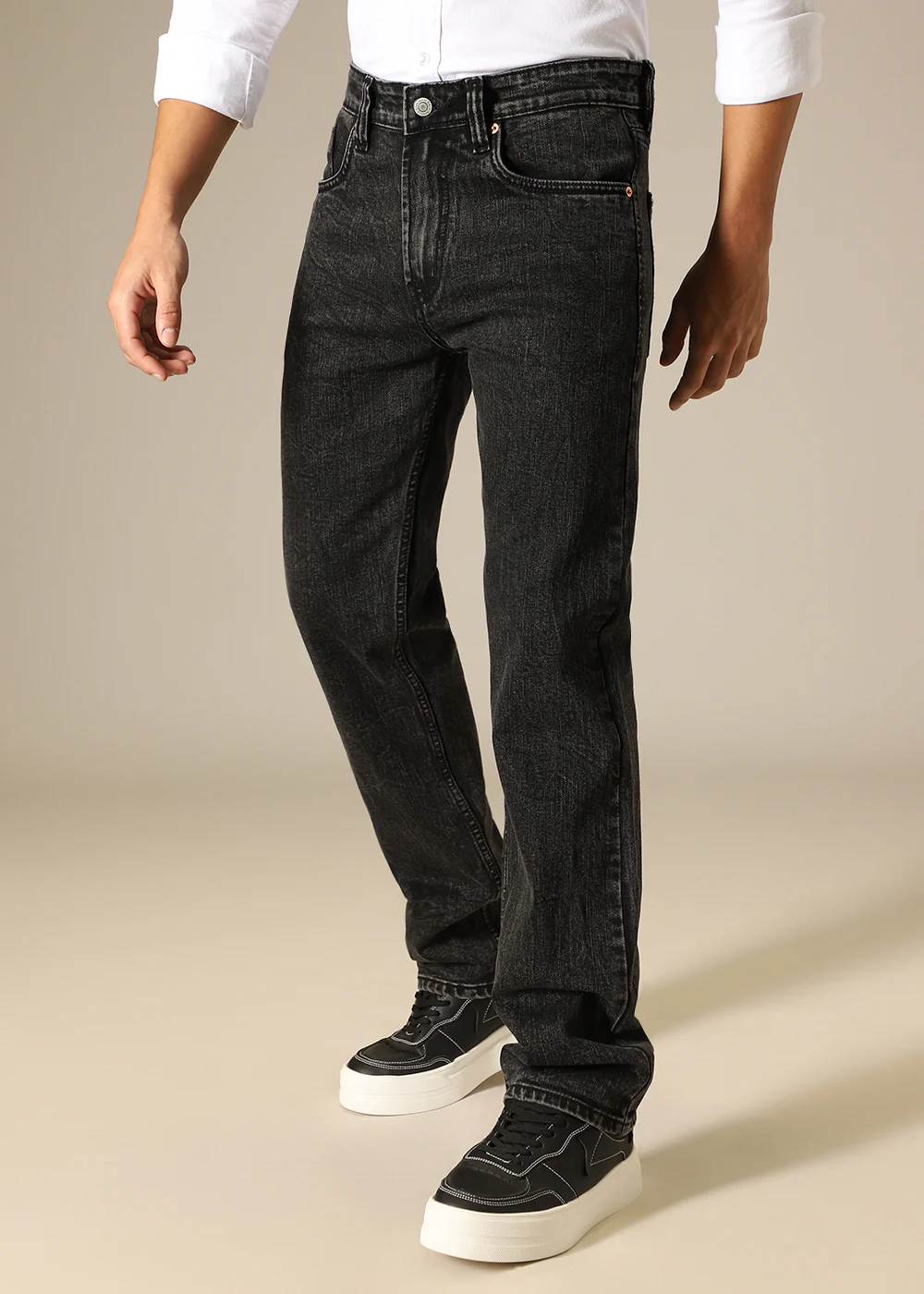 Charcoal Black Straight Fit Denim - Image 3