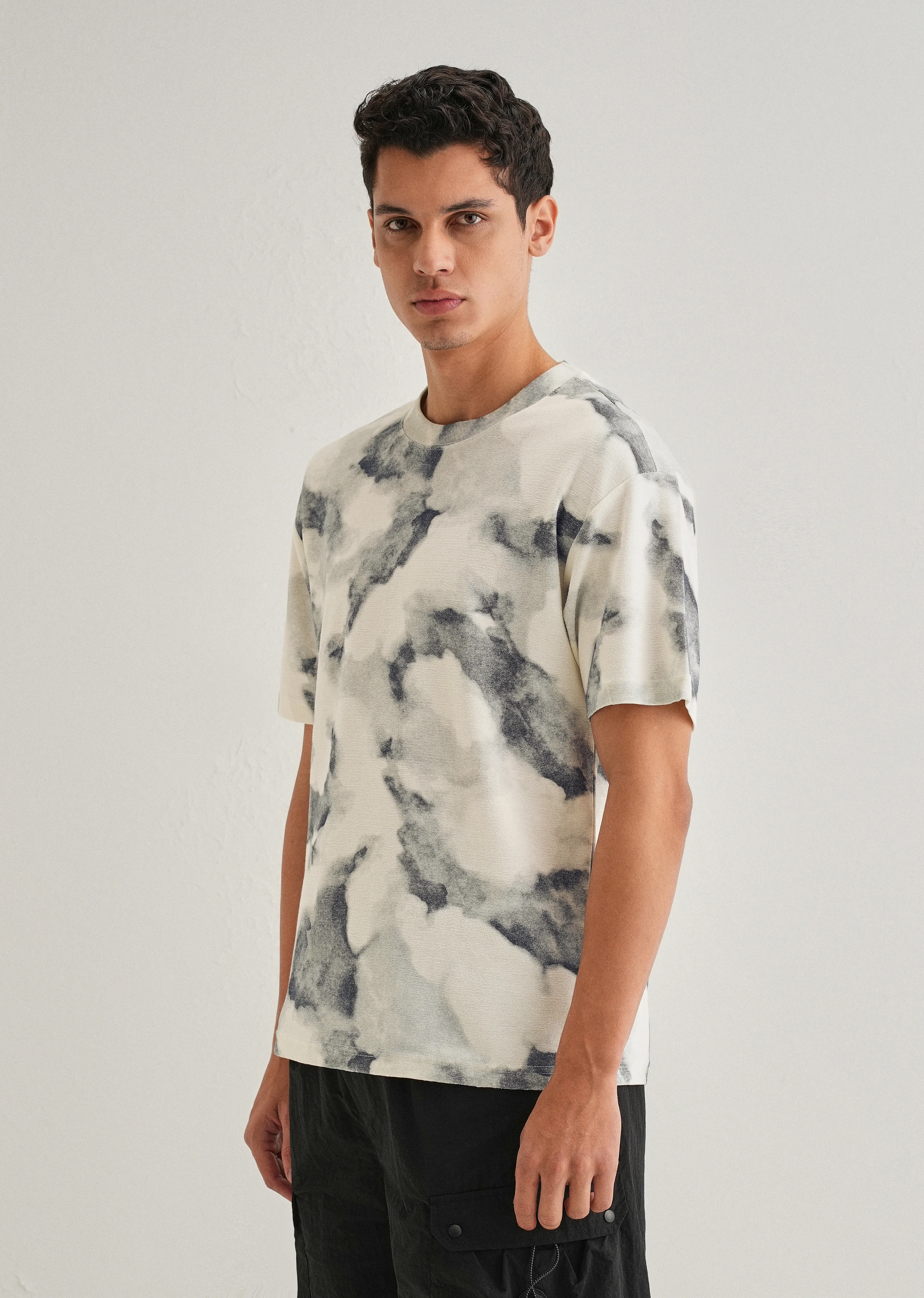 Charcoal Cloud Wash Textured Oversized T-shirt - Image 4