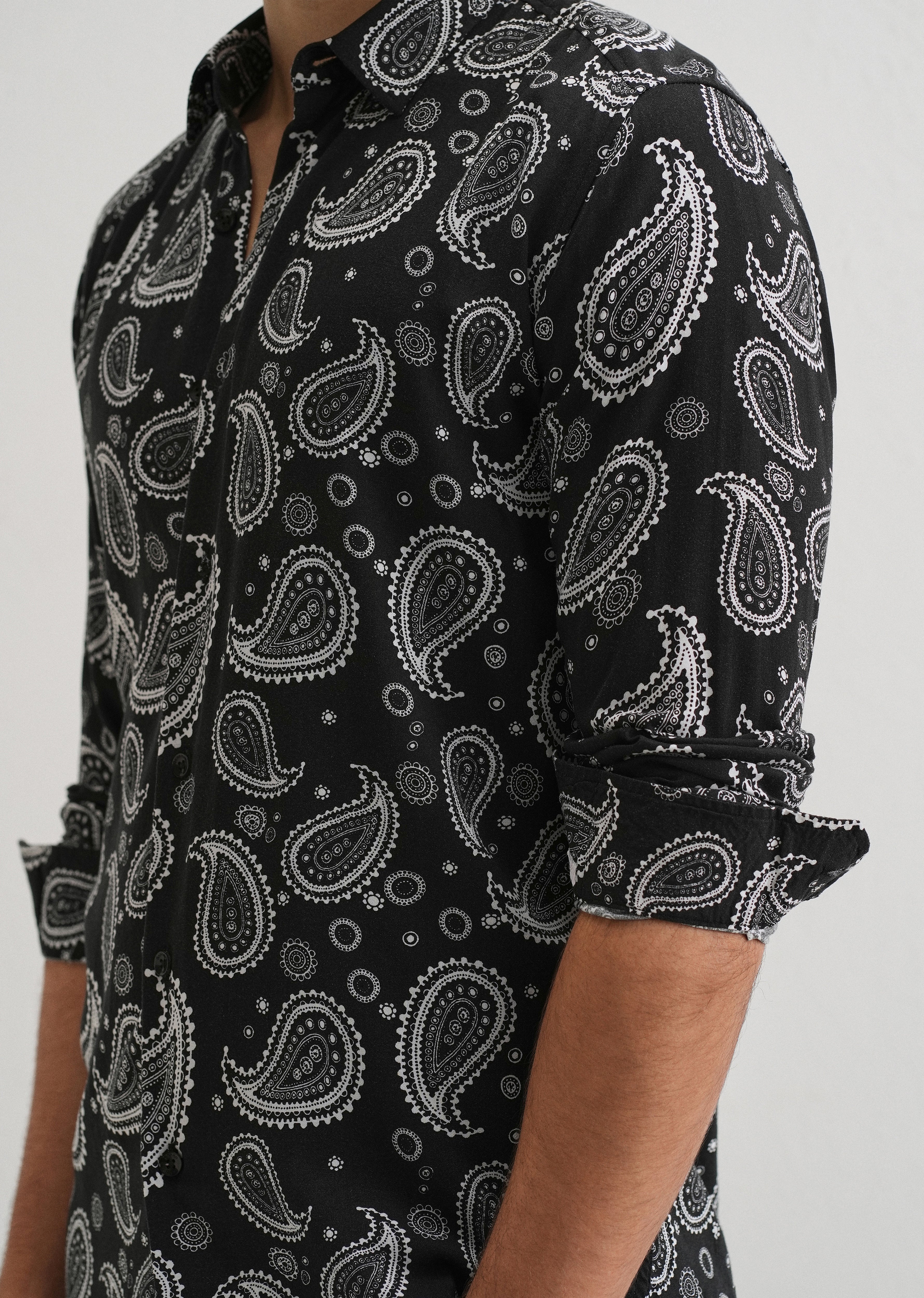 Charcoal Paisley Print Shirt - Image 5