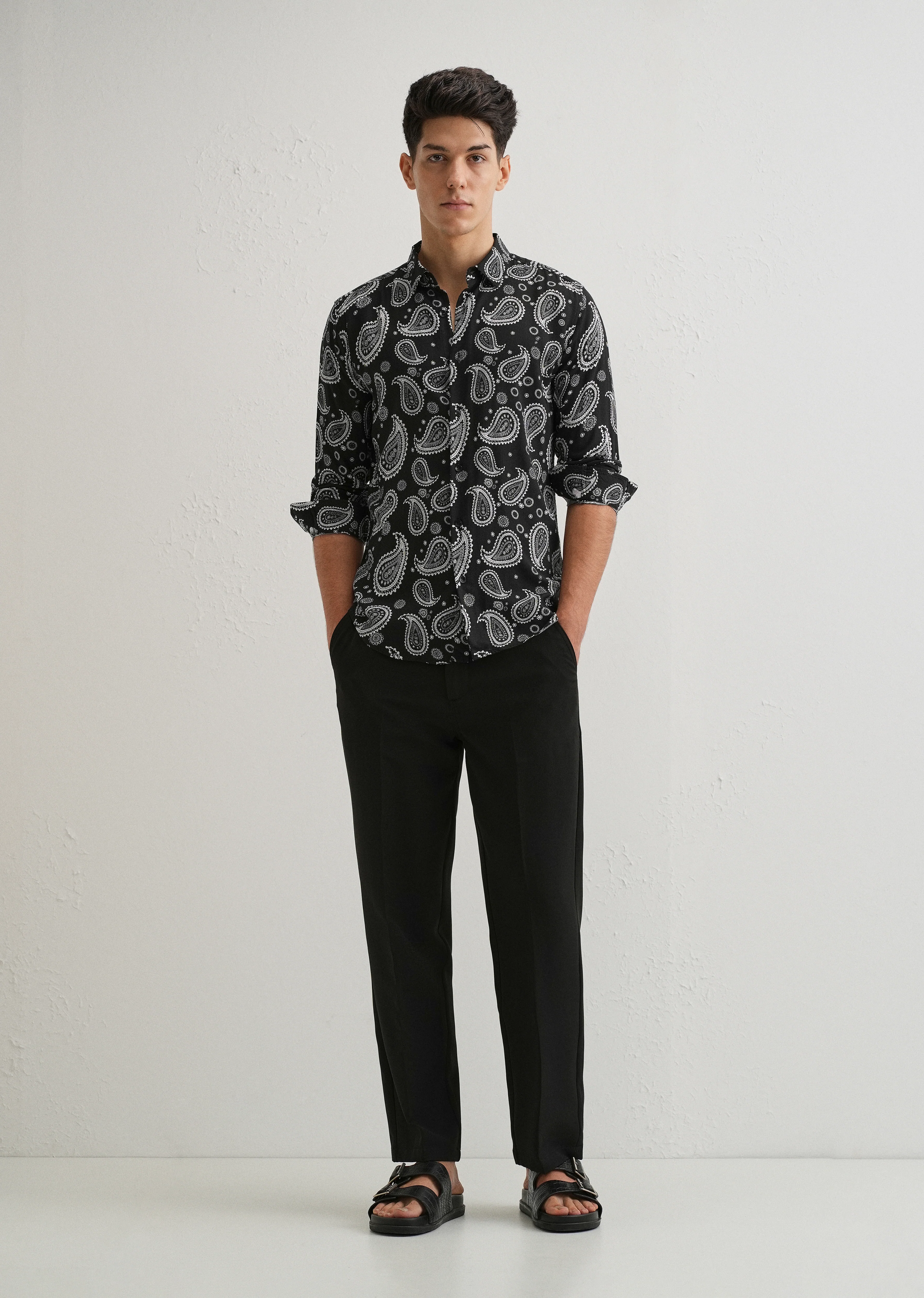 Charcoal Paisley Print Shirt - Image 6