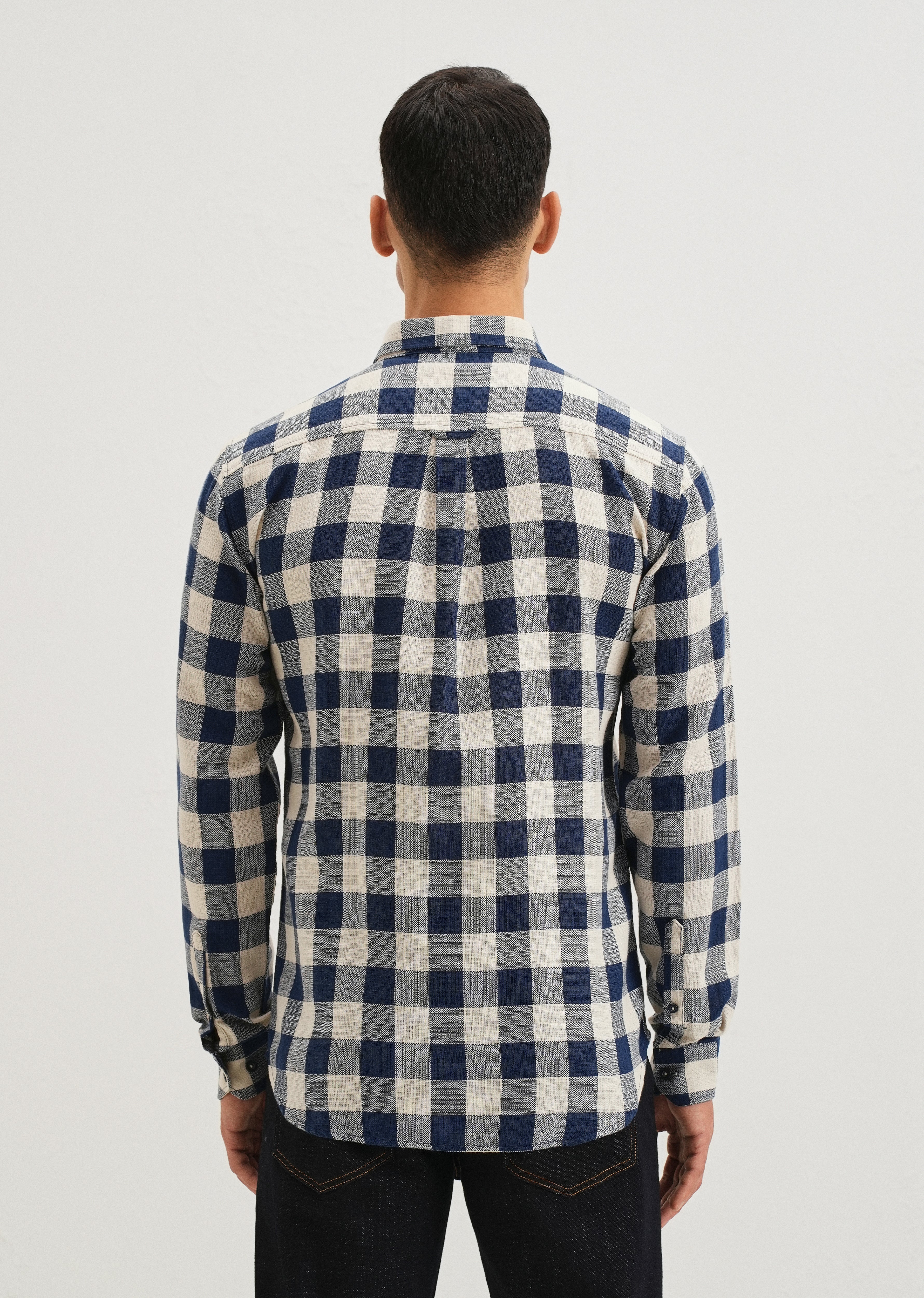 Chess Square Blue Check Shirt - Image 2