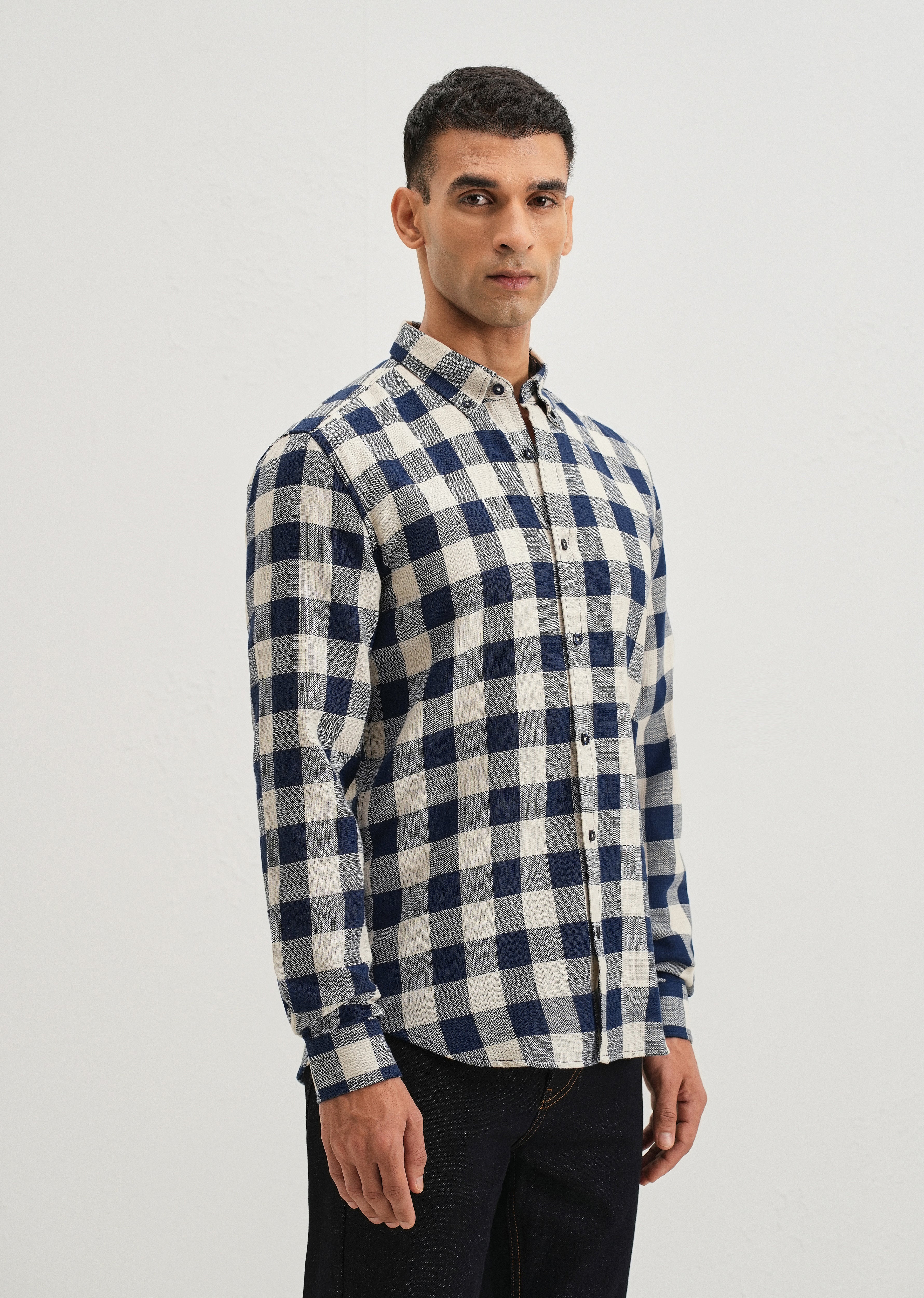Chess Square Blue Check Shirt - Image 4