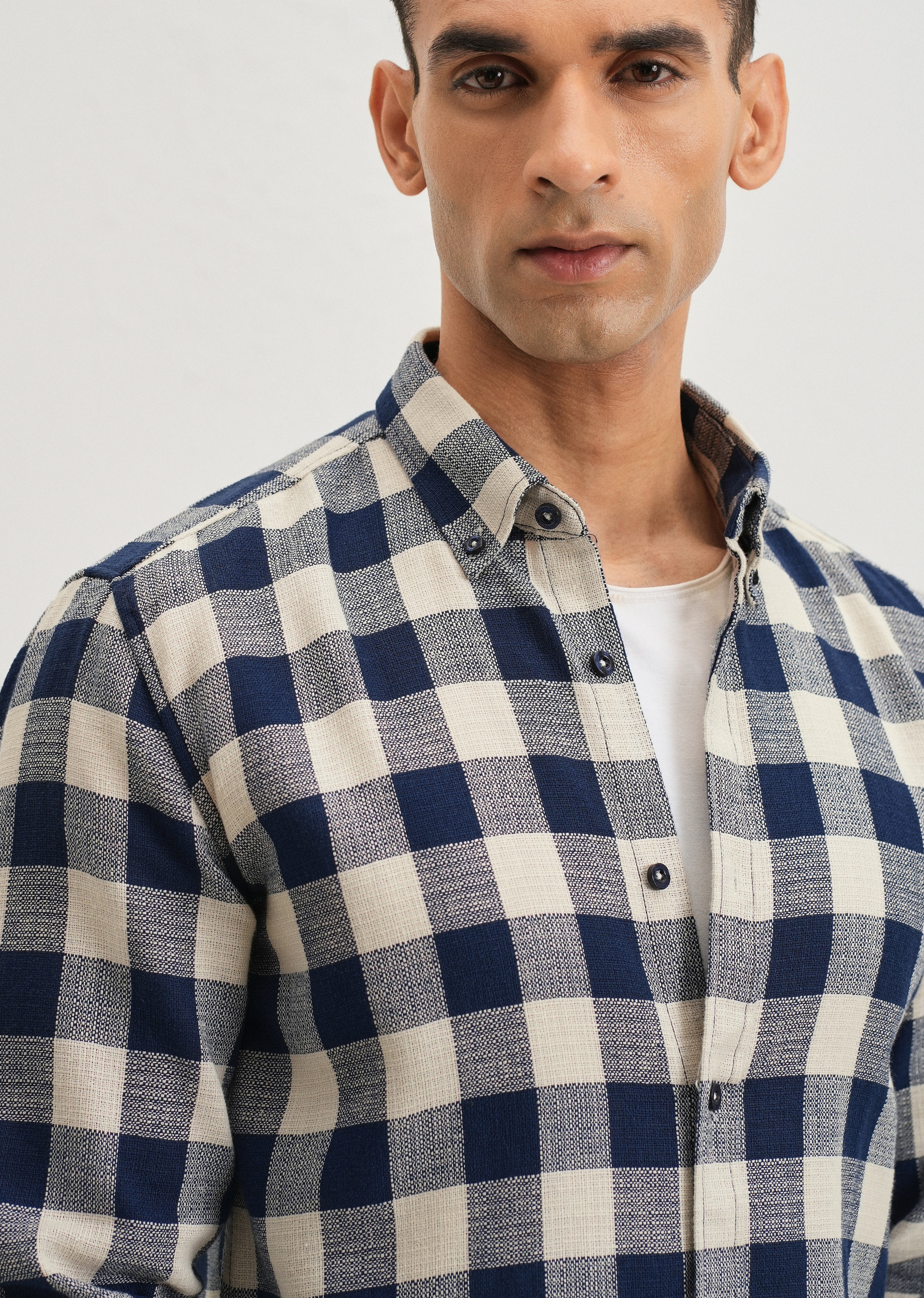 Chess Square Blue Check Shirt - Image 5