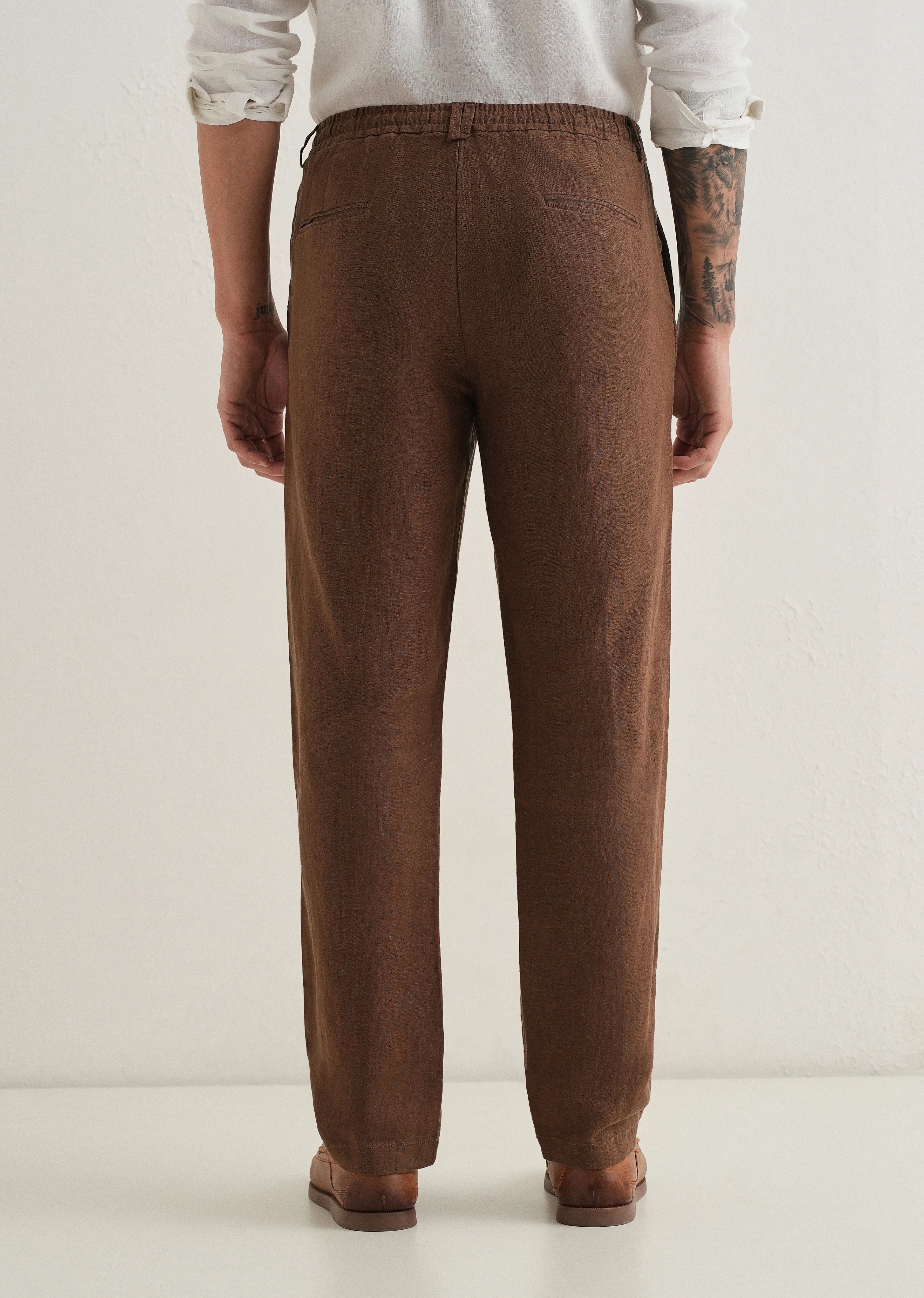 Chestnut Brown Linen Pant - Image 2