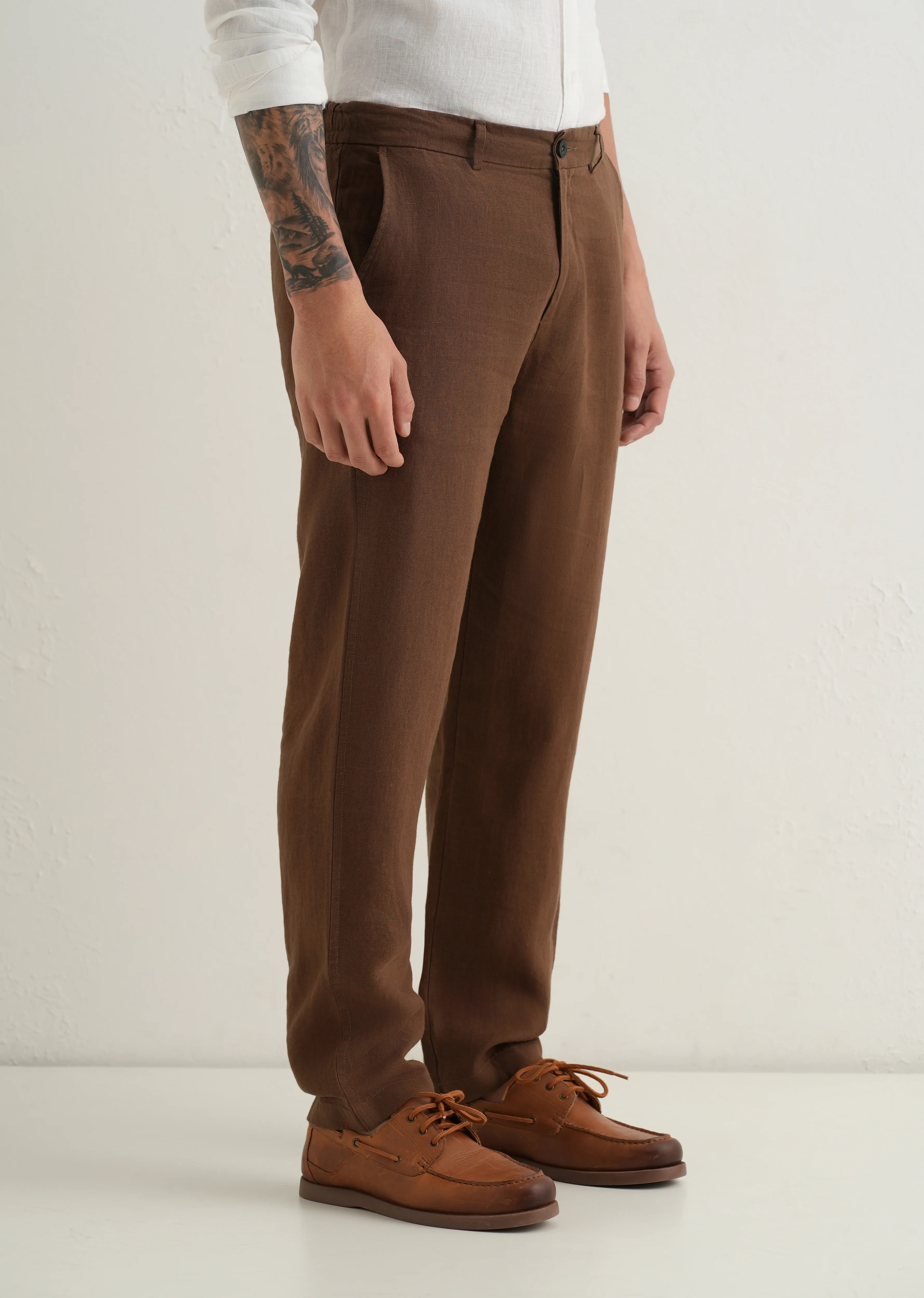 Chestnut Brown Linen Pant - Image 4