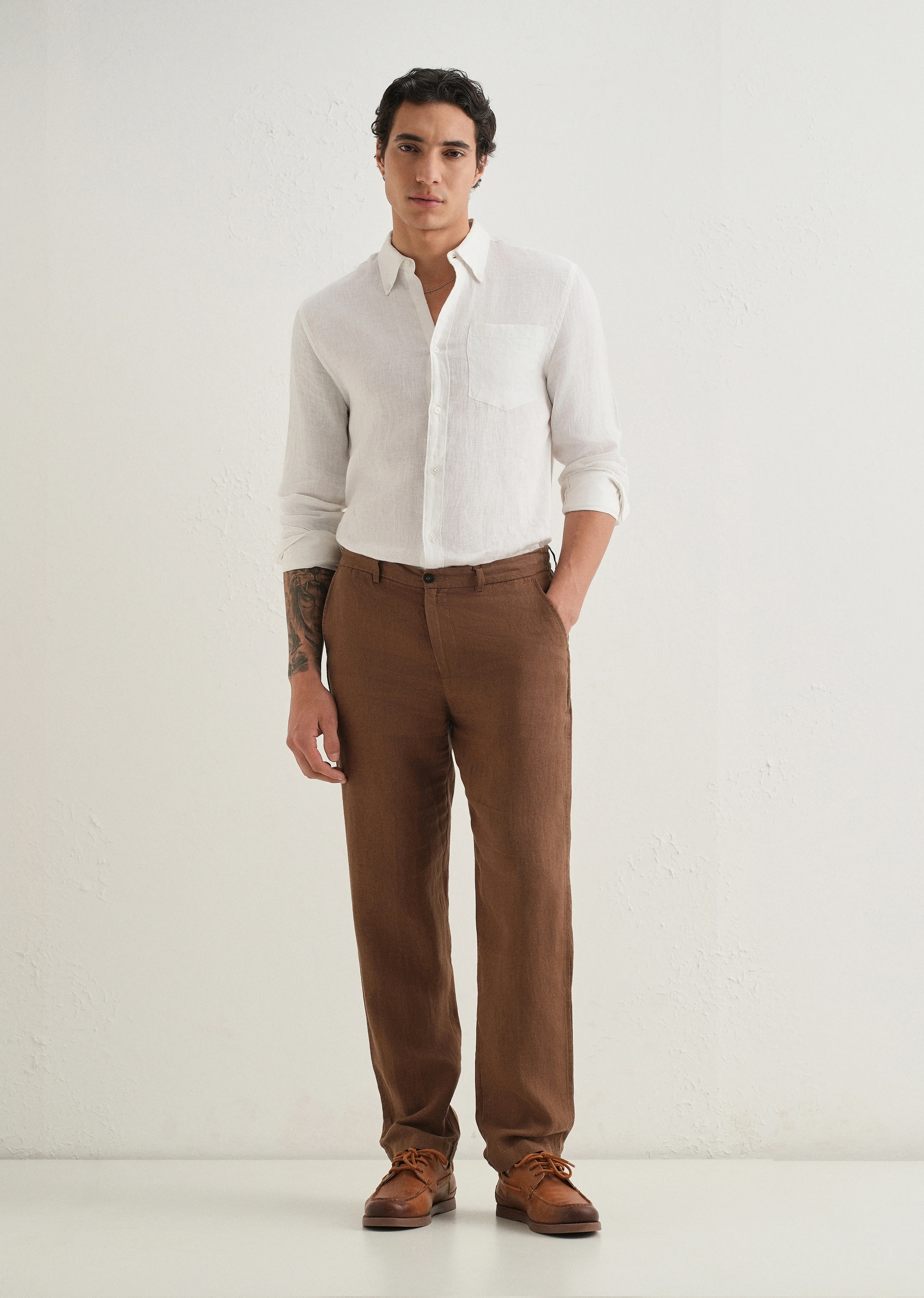 Chestnut Brown Linen Pant - Image 6